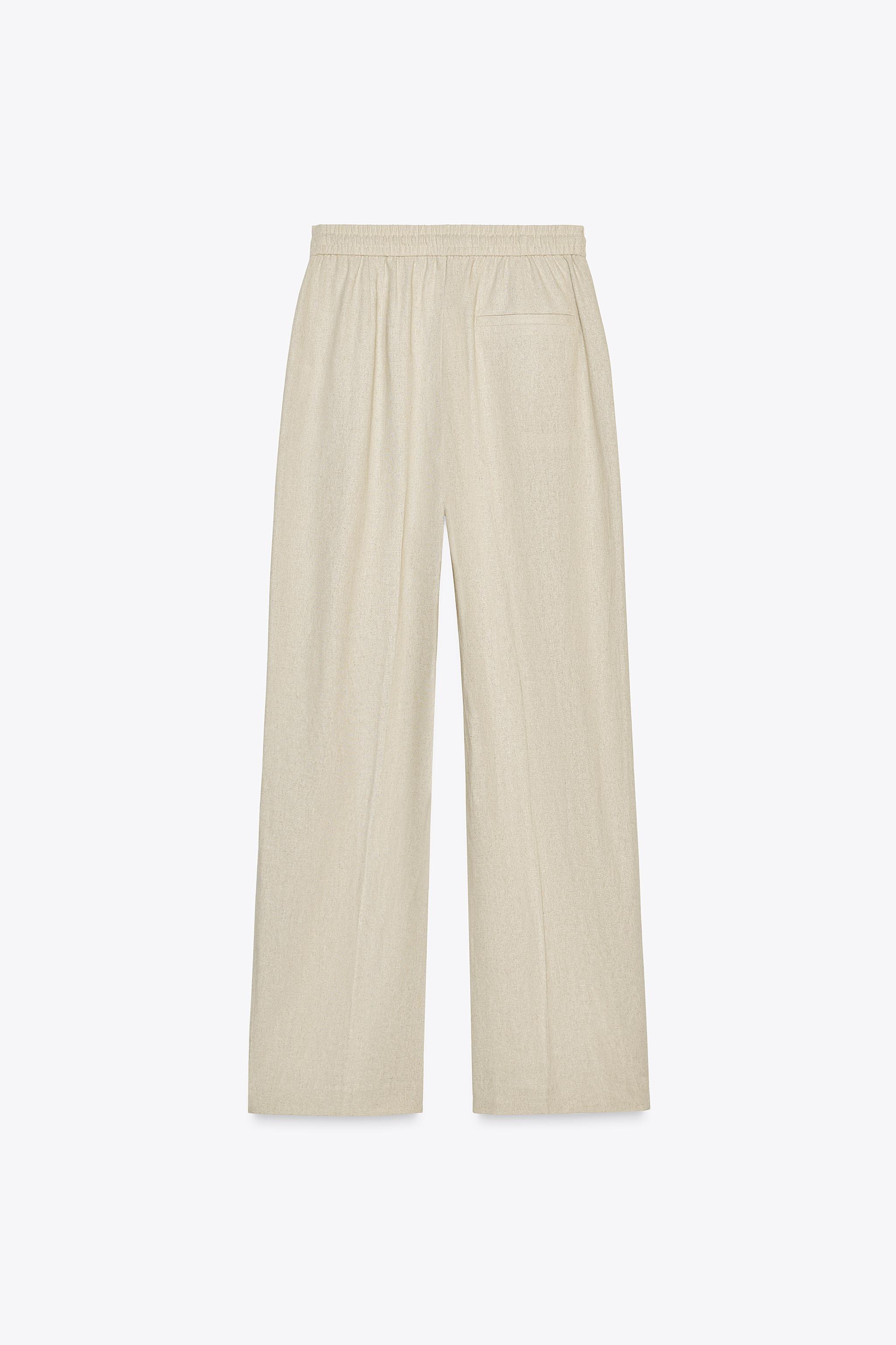 LINEN BLEND STRAIGHT PANTS
