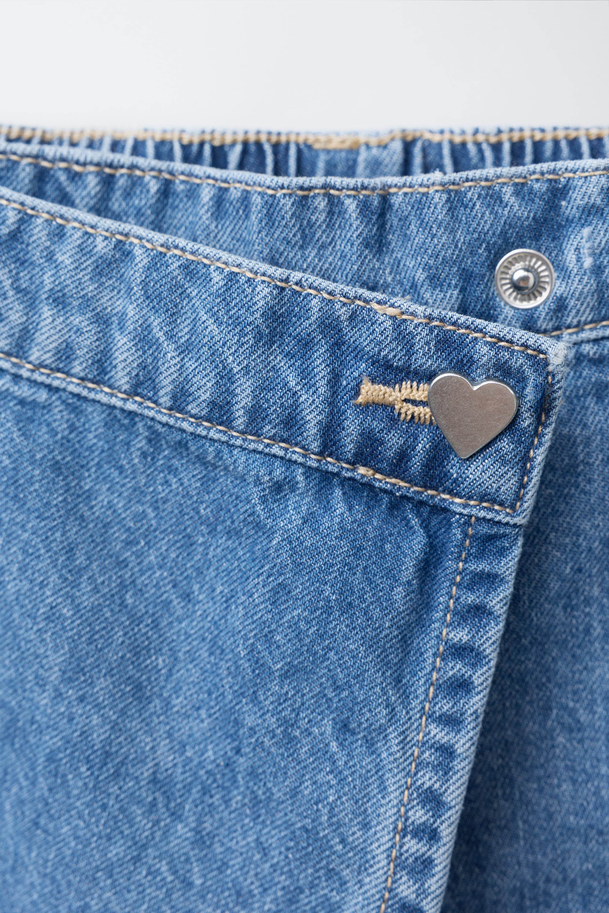 HIGH WAIST HEART BUTTON DENIM SKORT