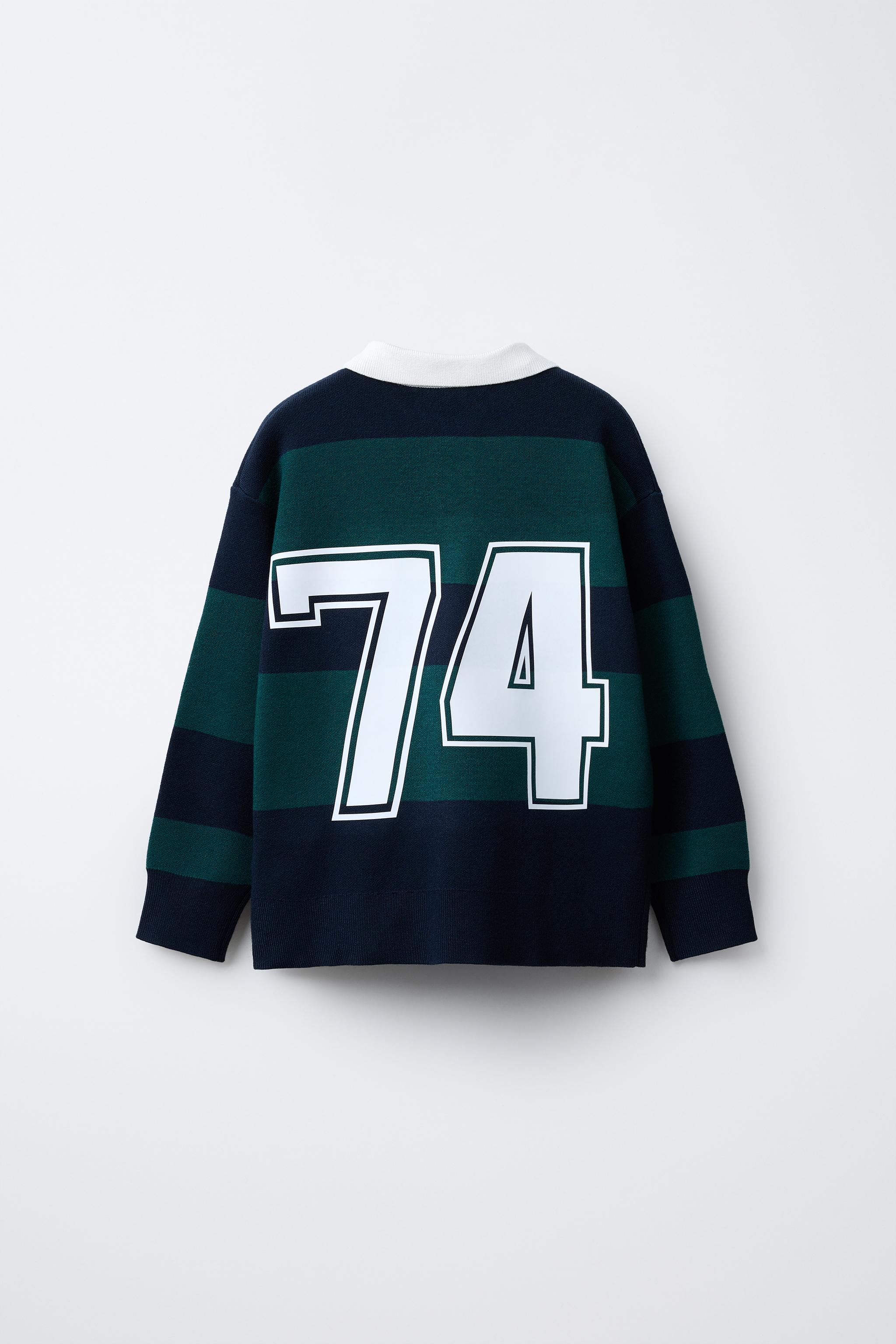 STRIPED VARSITY KNIT POLO SWEATER