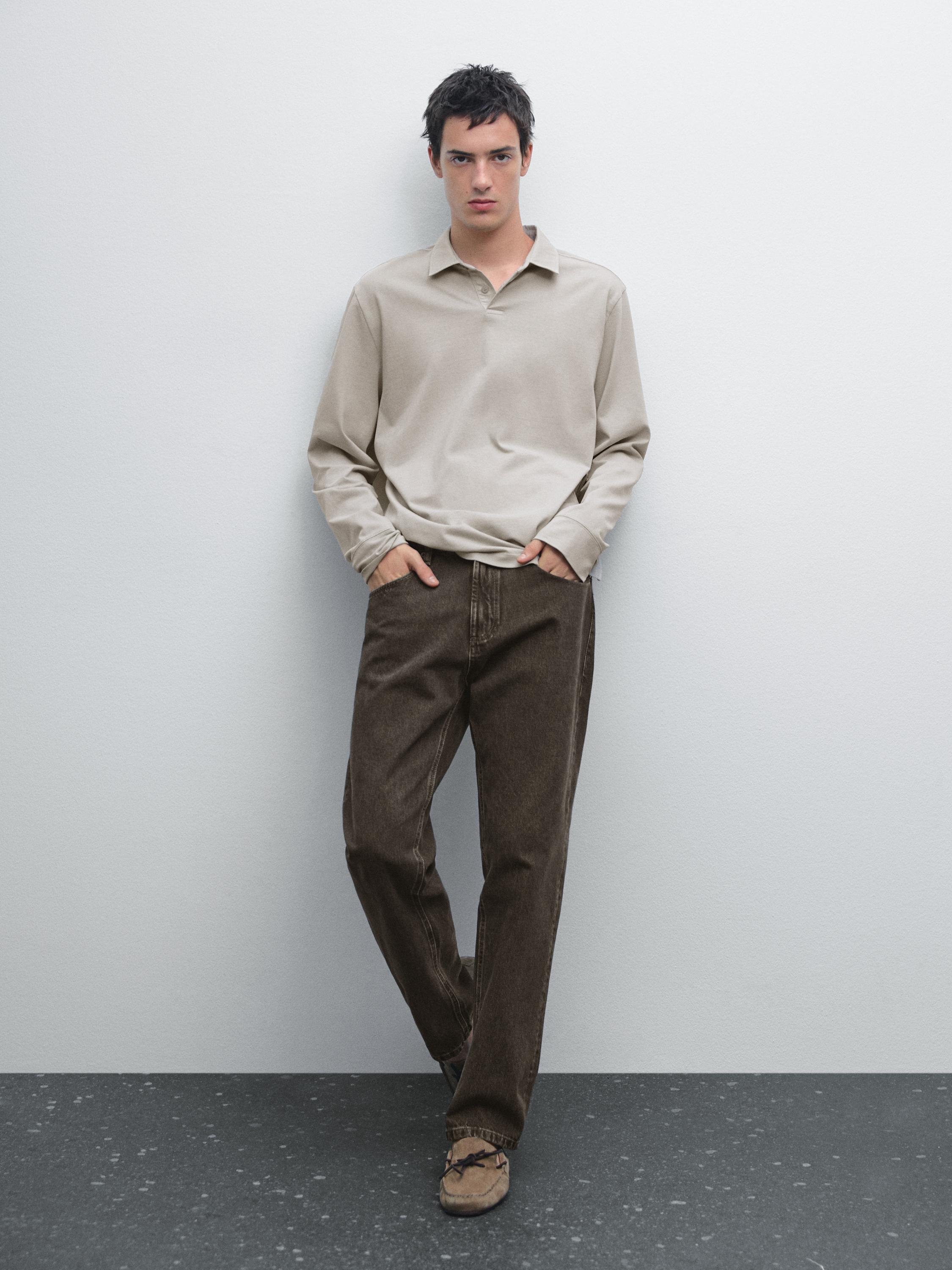 100% cotton distressed-effect polo shirt