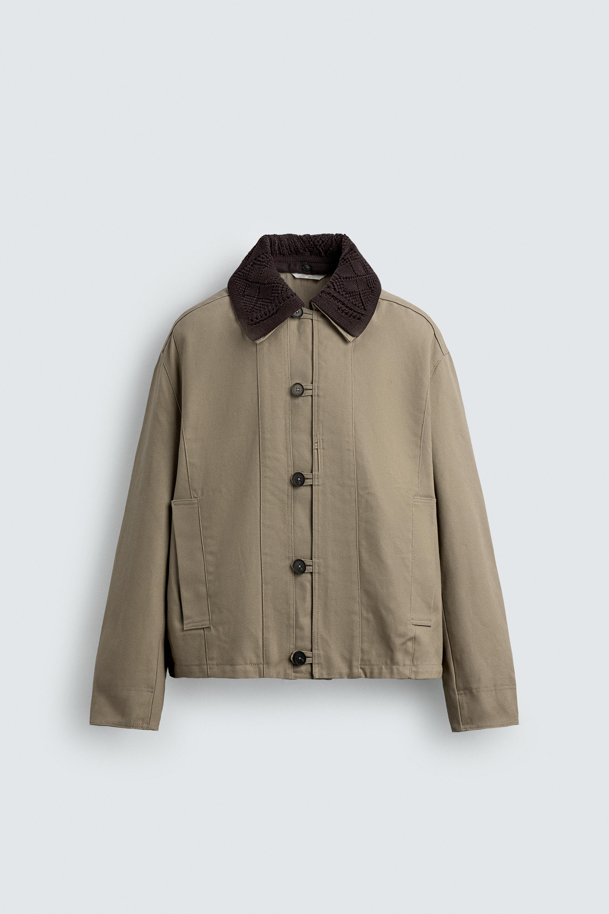 CONTRAST CROCHET COLLAR JACKET