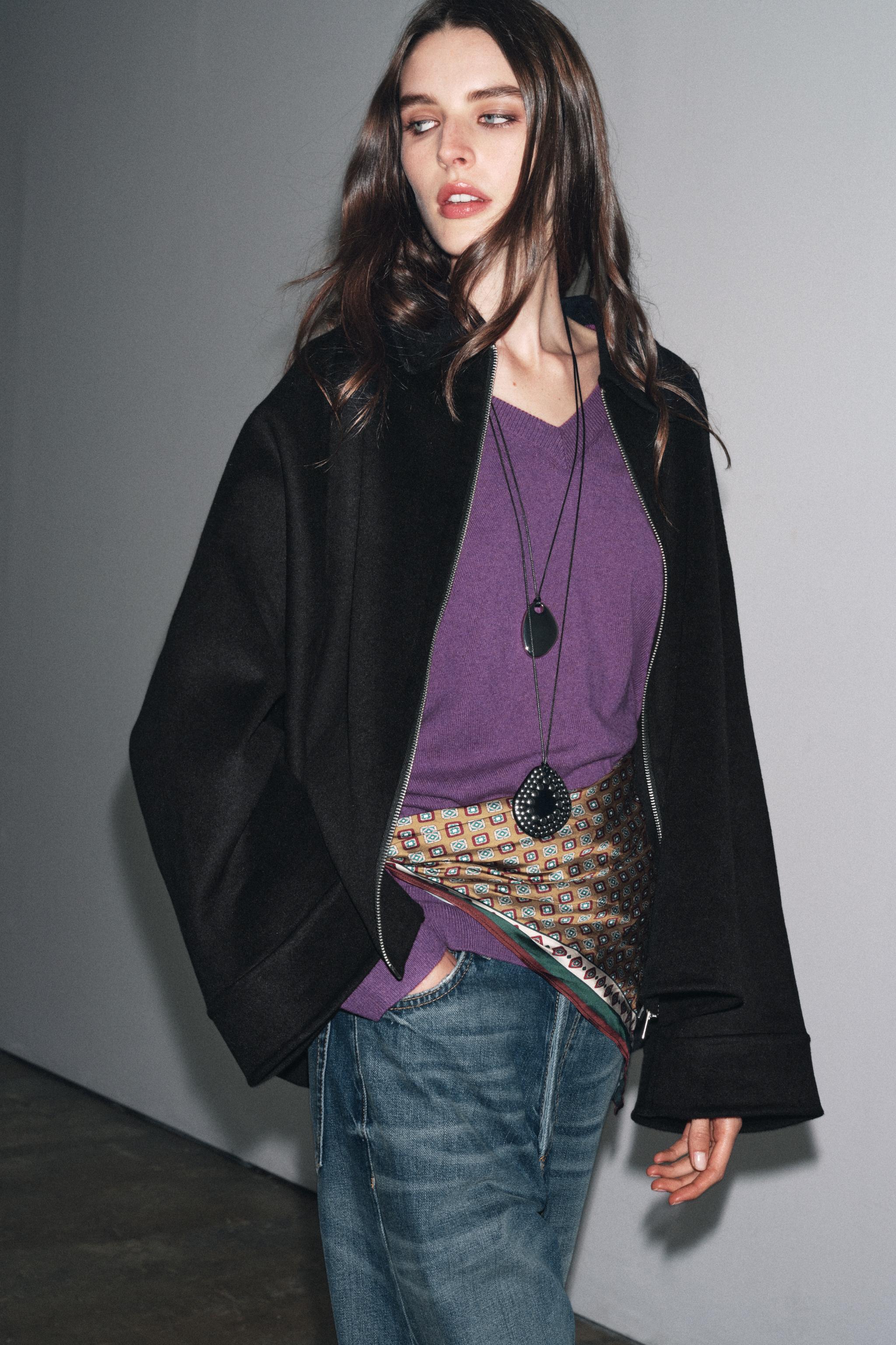 WOOL BLEND ZIP JACKET ZW COLLECTION