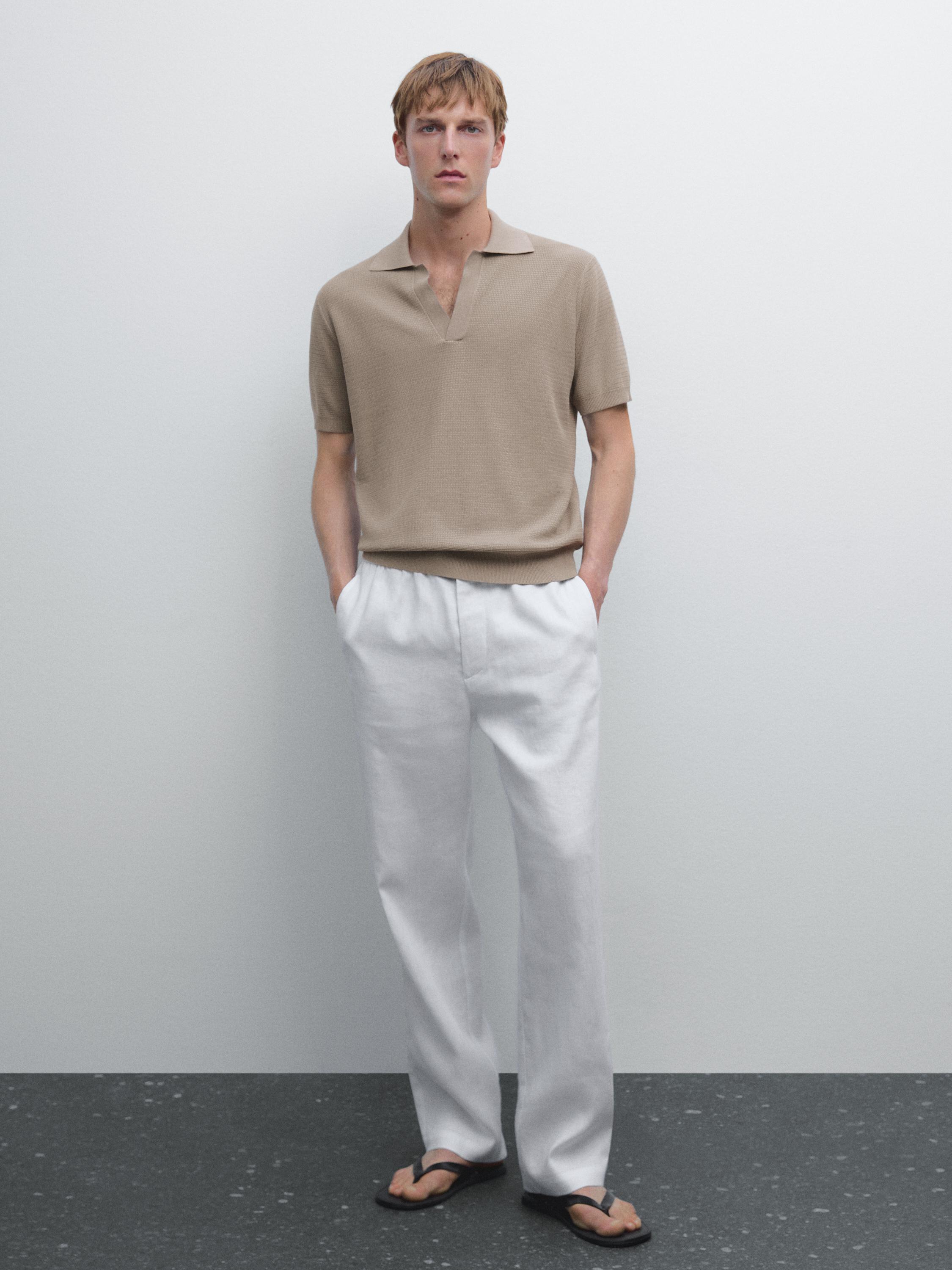 Knit V-neck polo shirt