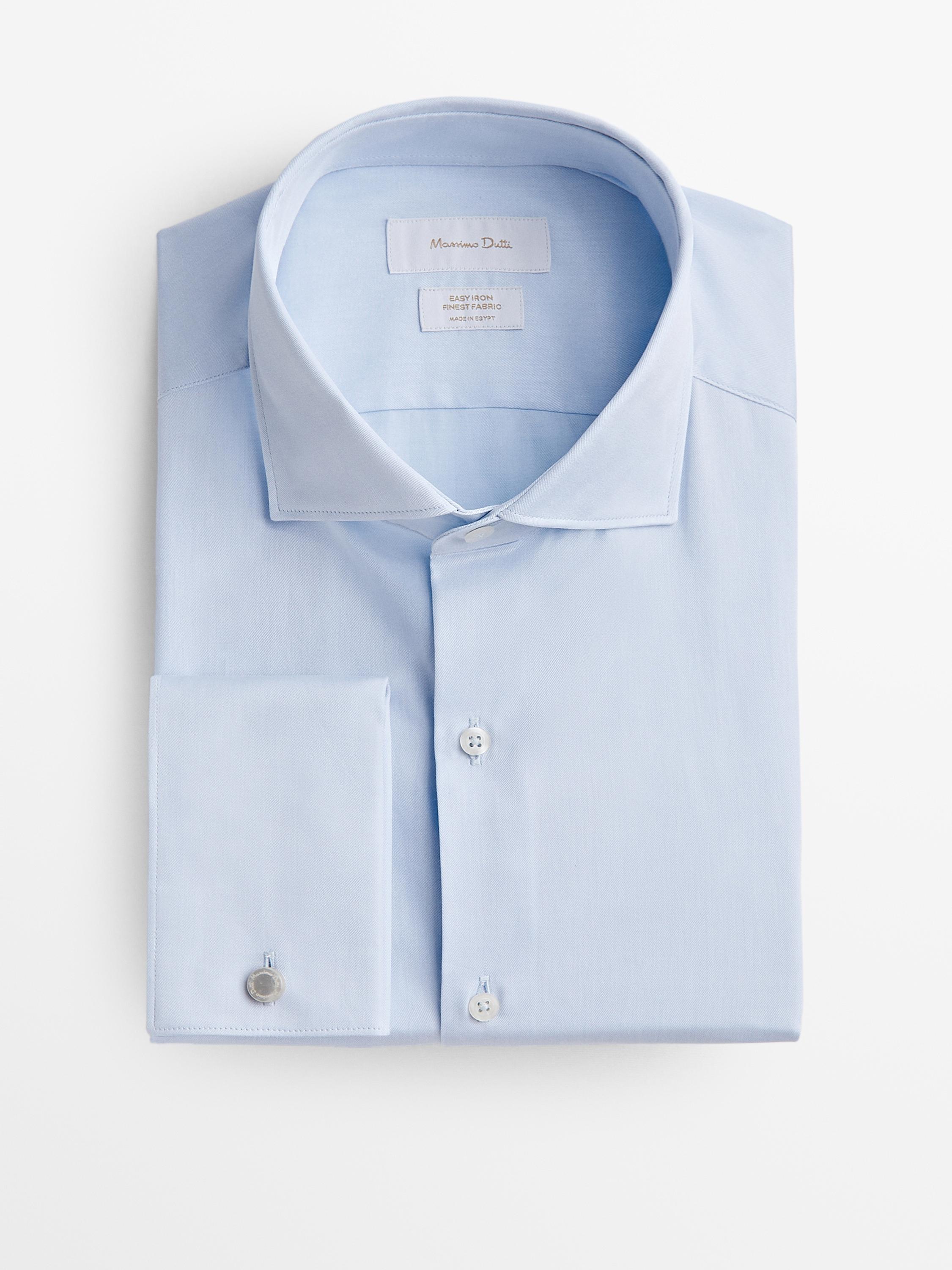 Slim fit cotton shirt with double cuffs