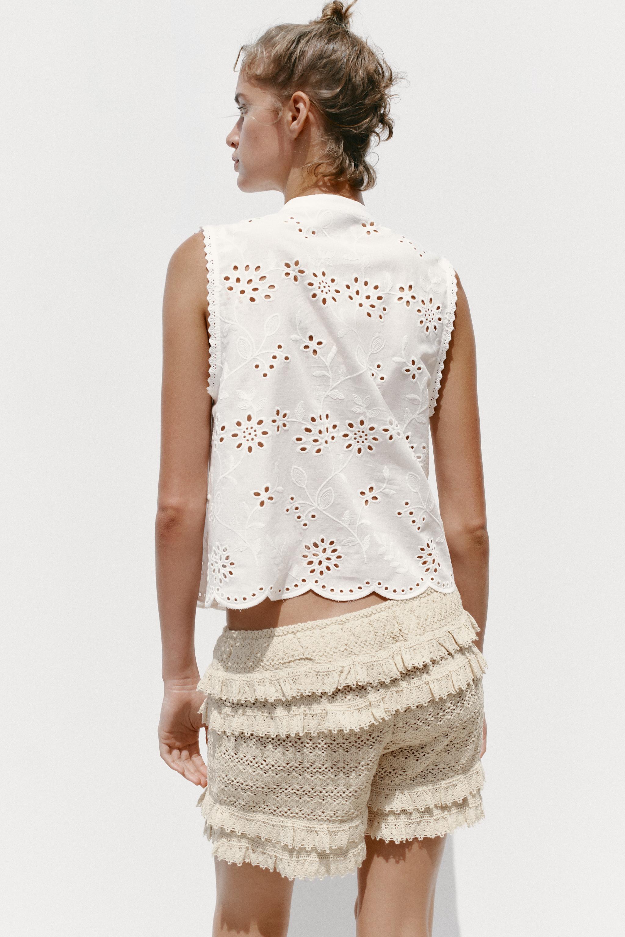 EMBROIDERED EYELET SHIRT
