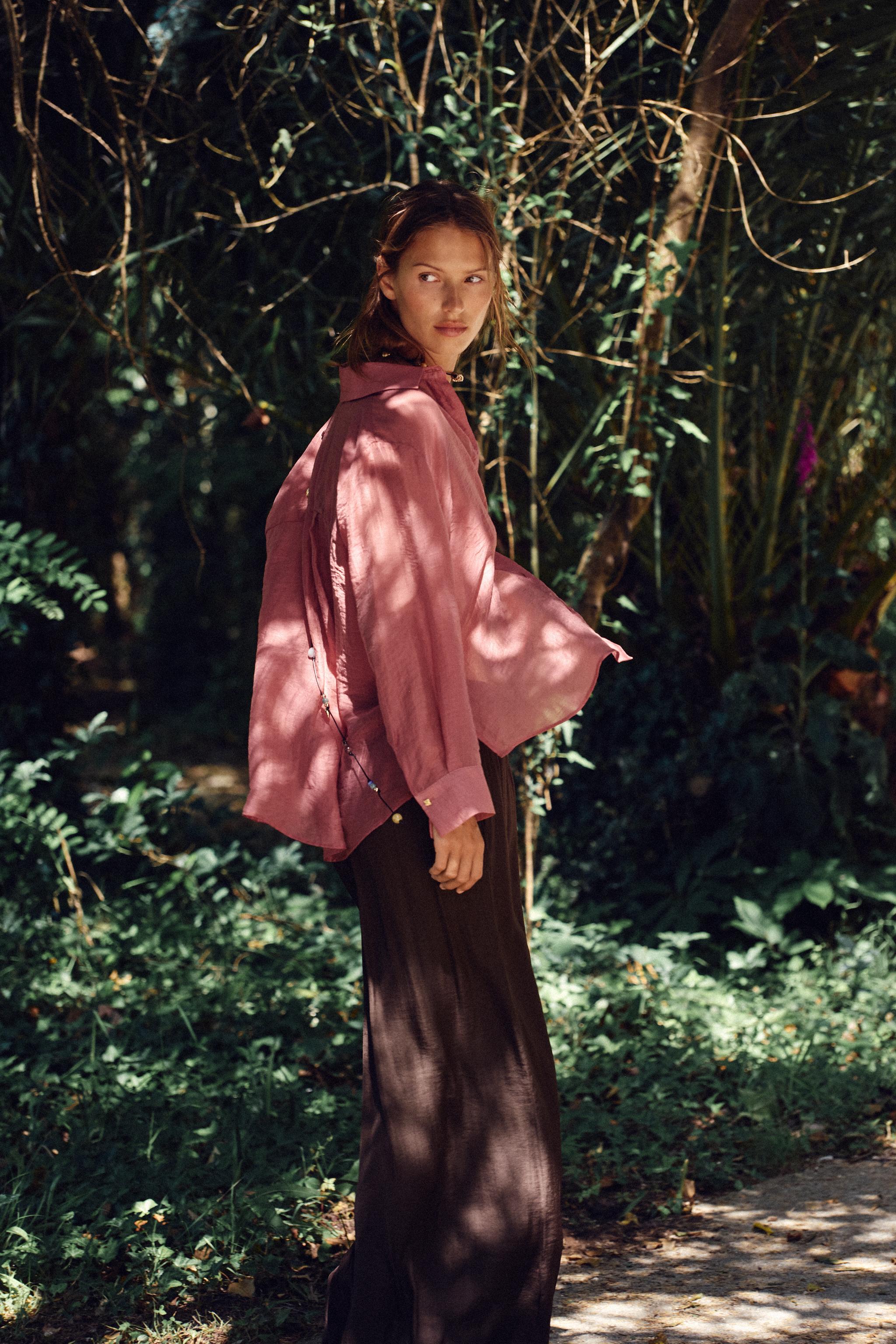 SEMI-SHEER OVERSIZED FLOWY SHIRT