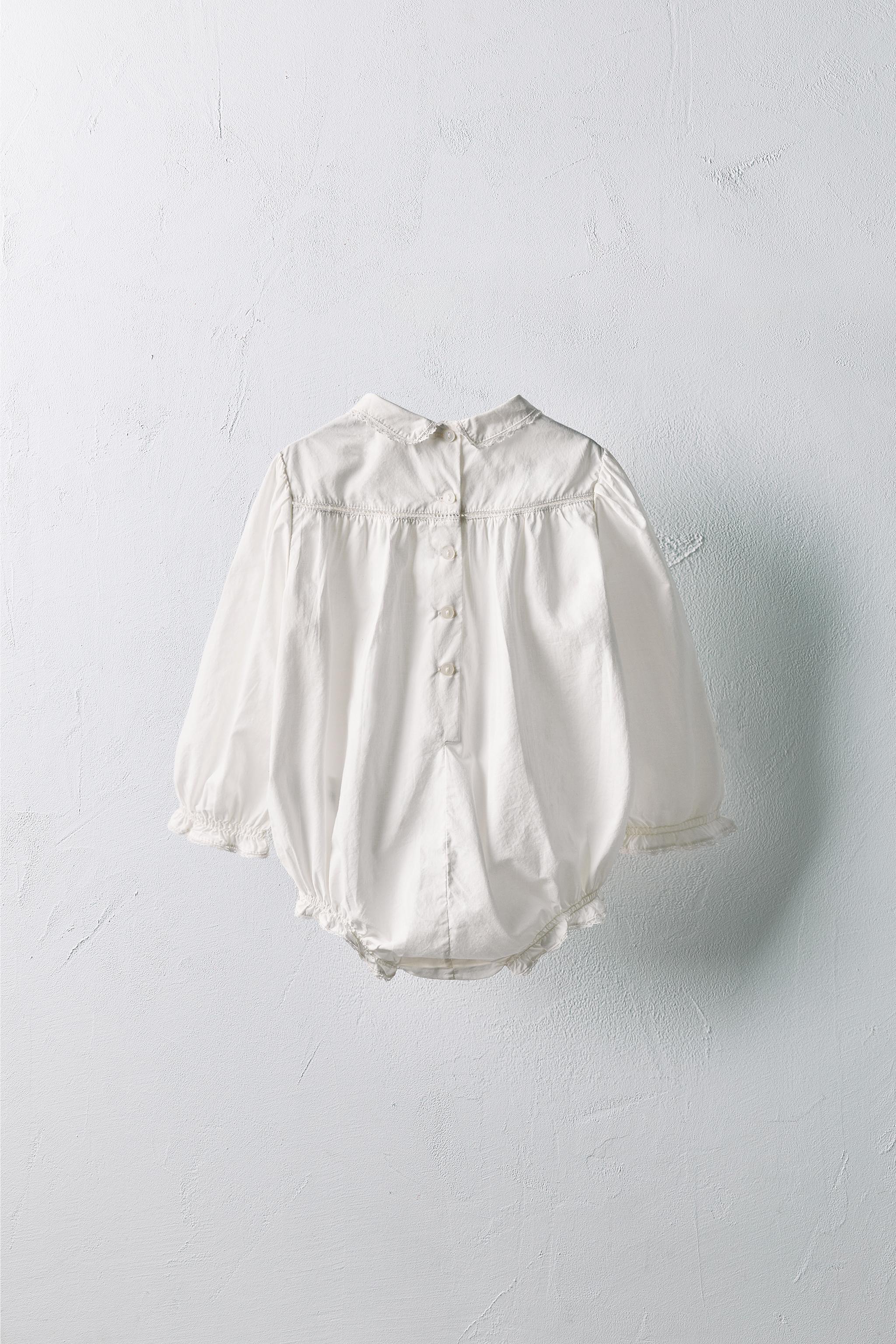 1-18 MONTHS/ LIMITED EDITION EMBROIDERED FLORAL POPLIN ROMPER