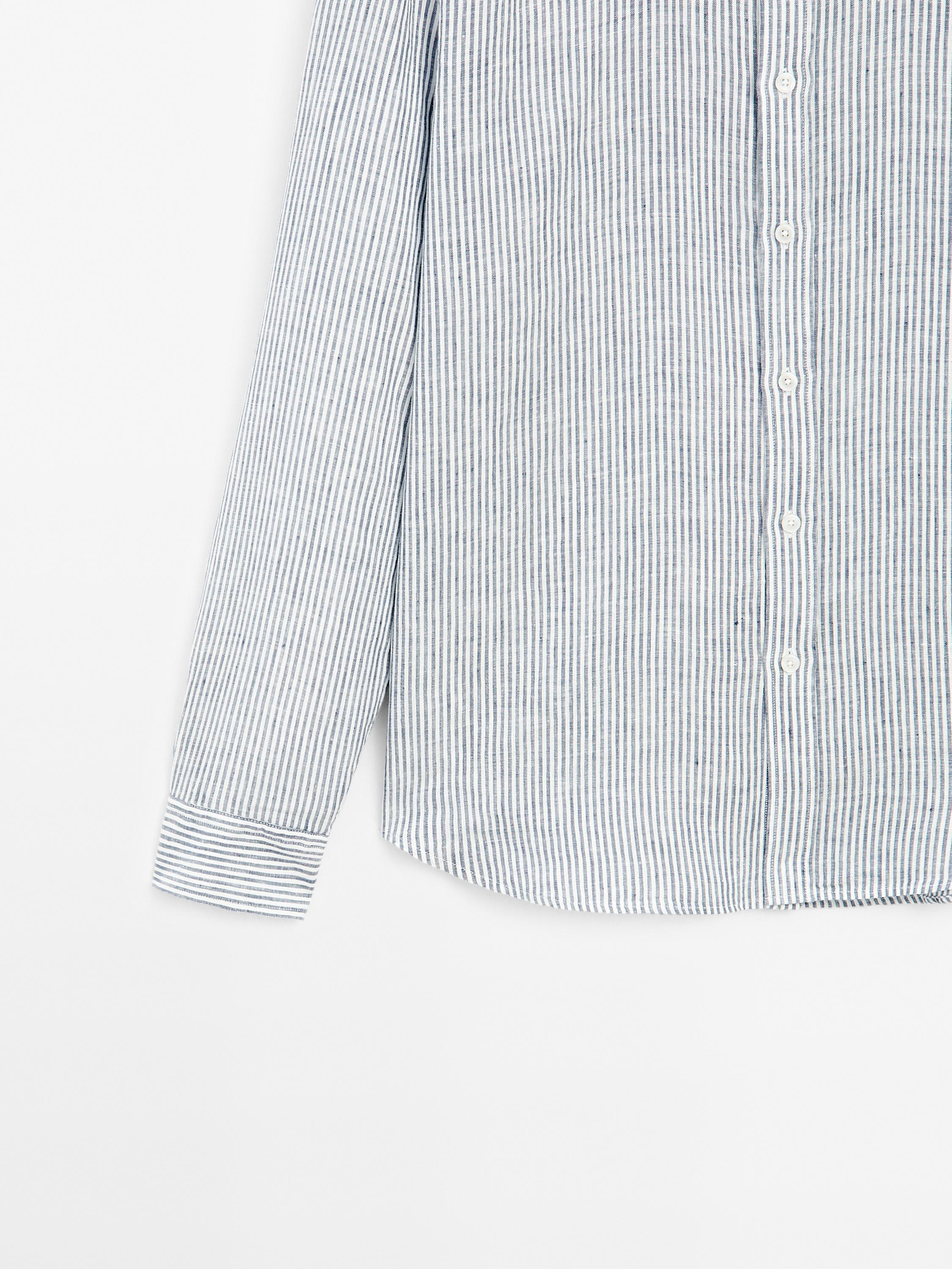 Regular fit striped linen shirt