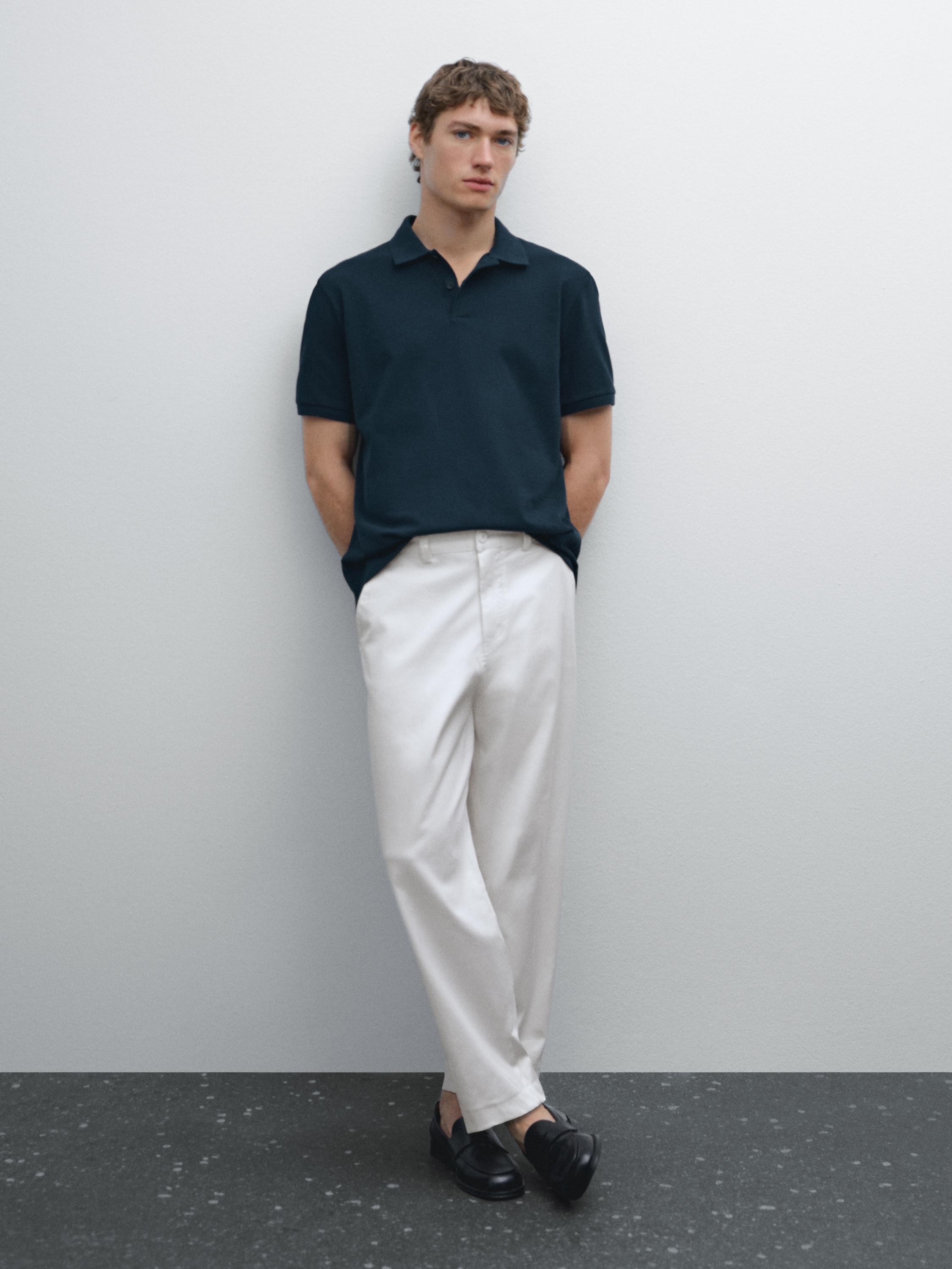 Micro textured piqué cotton polo shirt