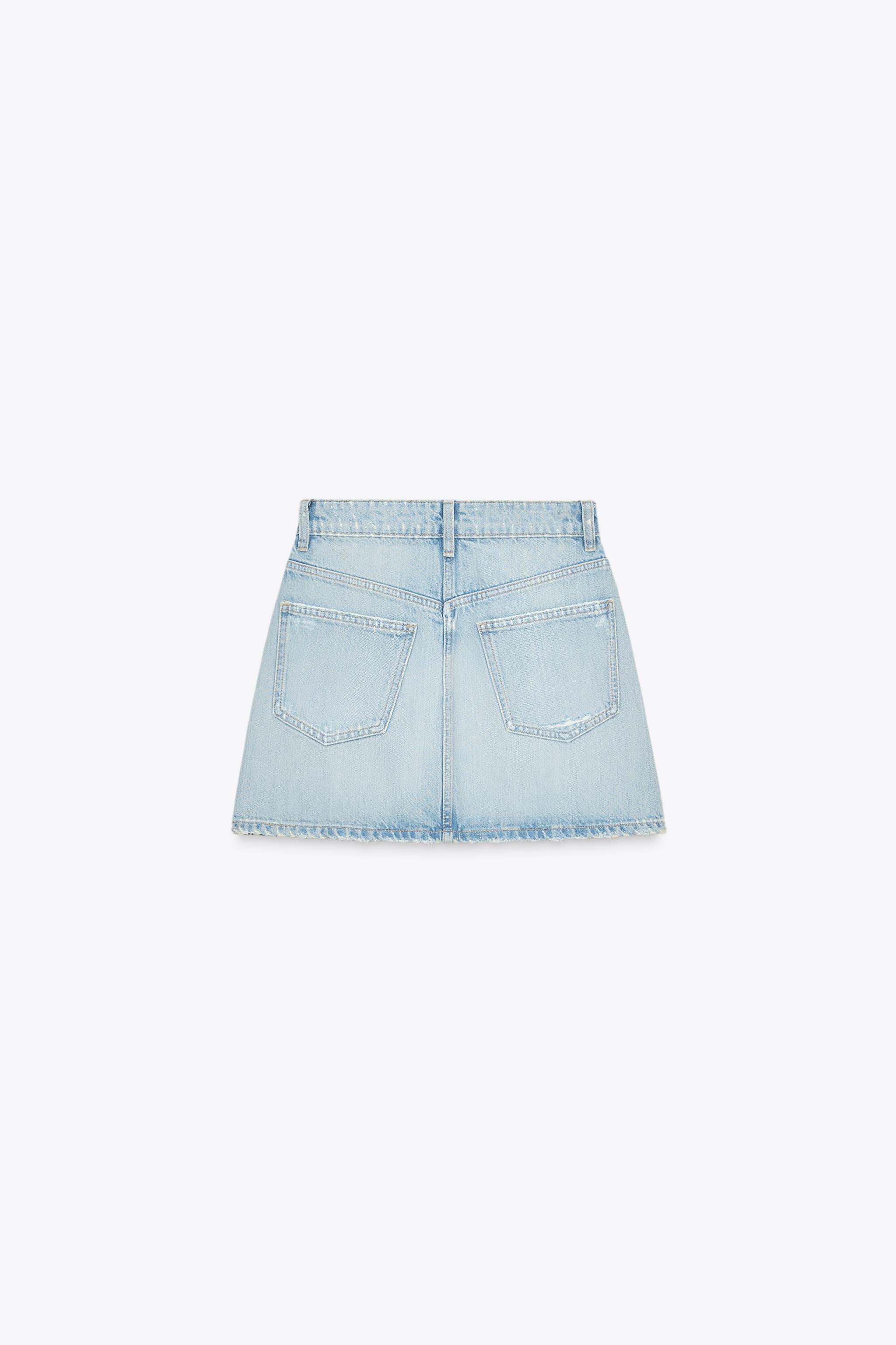 RIPPED TRF DENIM SKIRT