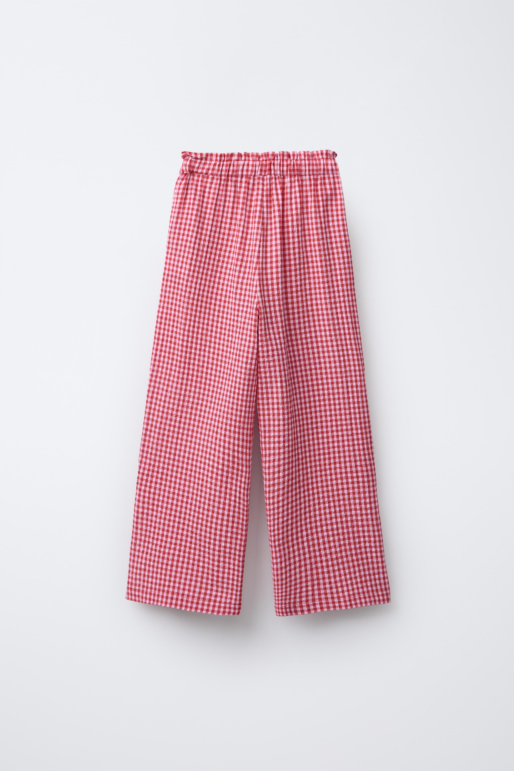 GINGHAM WIDE LEG PANTS