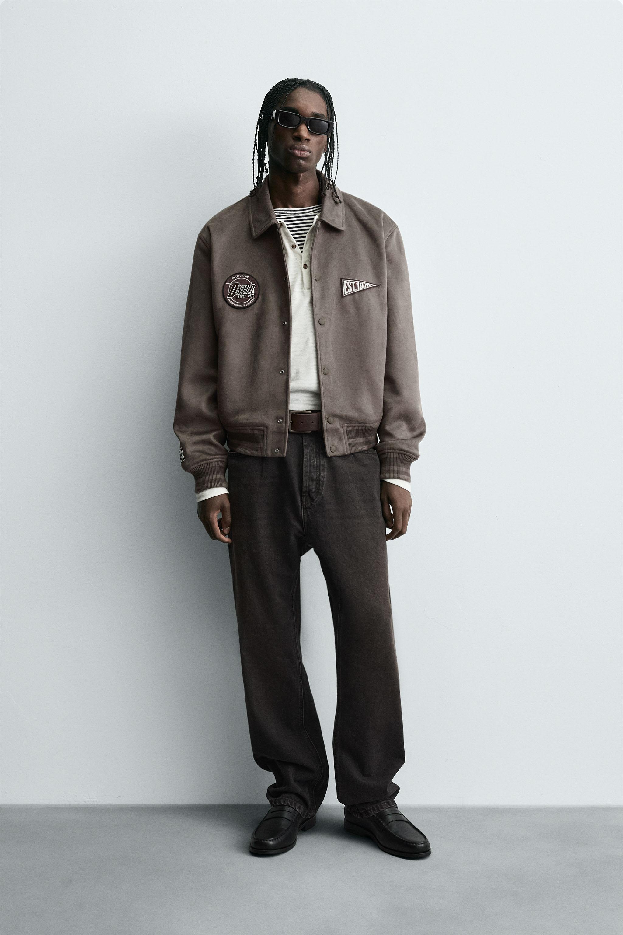 FAUX SUEDE PATCH EMBROIDERED JACKET