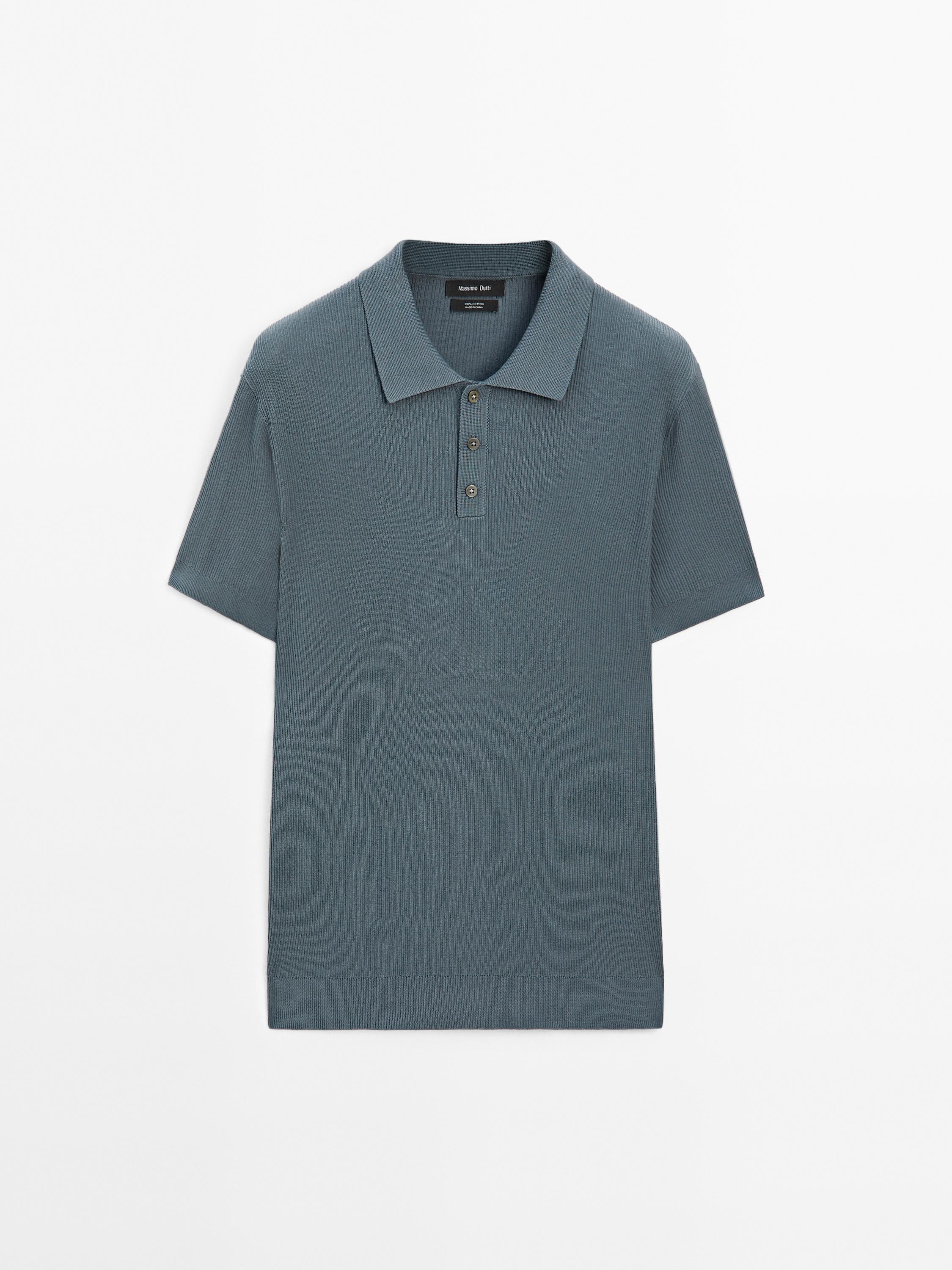 100% cotton ribbed knit polo shirt