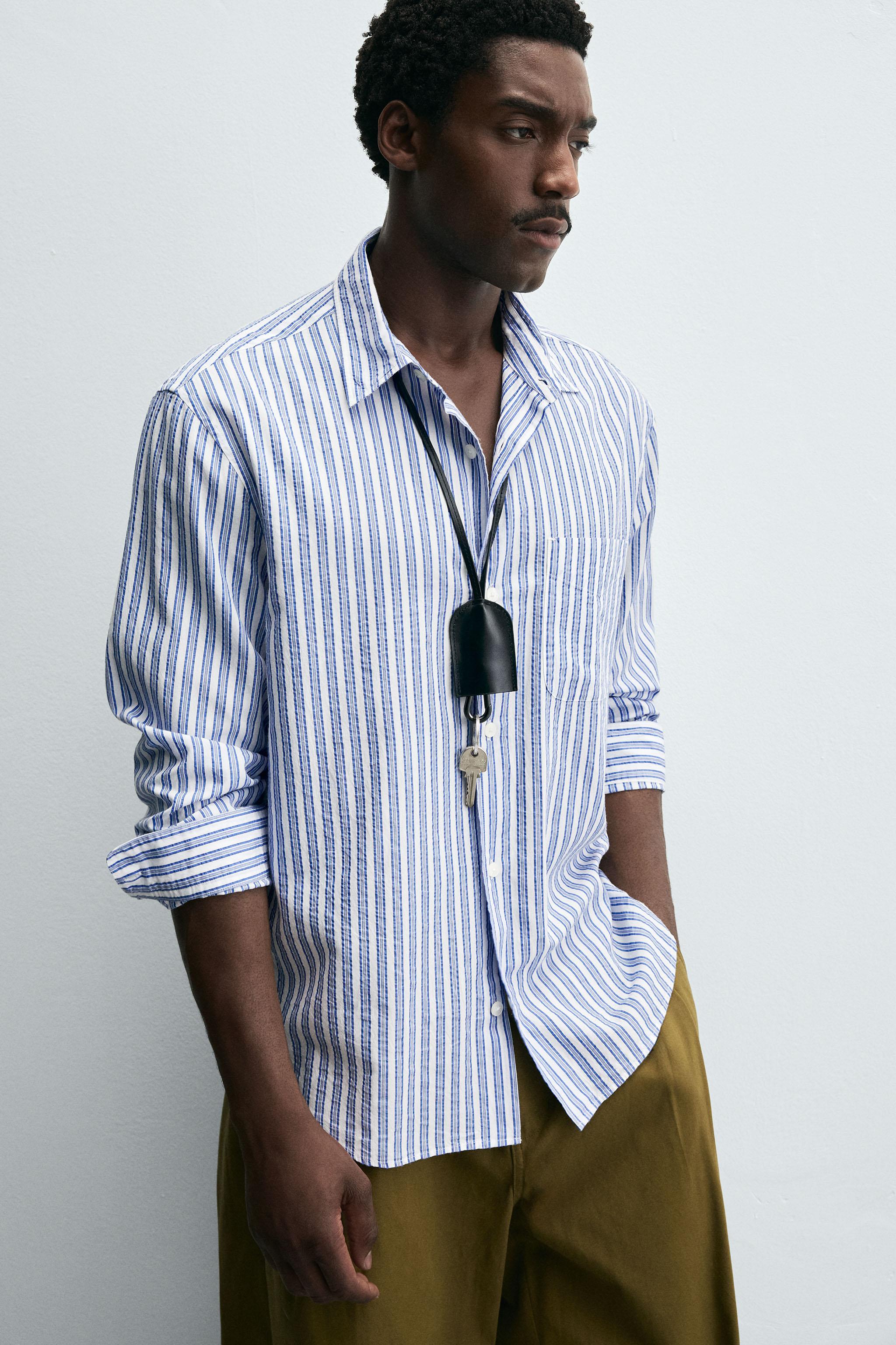 WRINKLED EFFECT STRIPED SHIRT