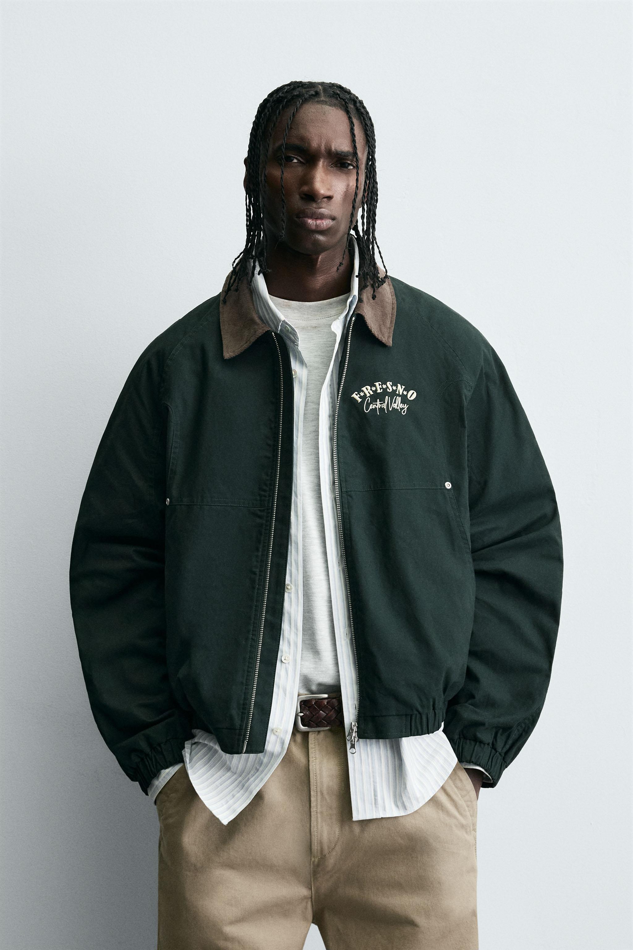 EMBROIDERED CONTRAST COLLAR JACKET