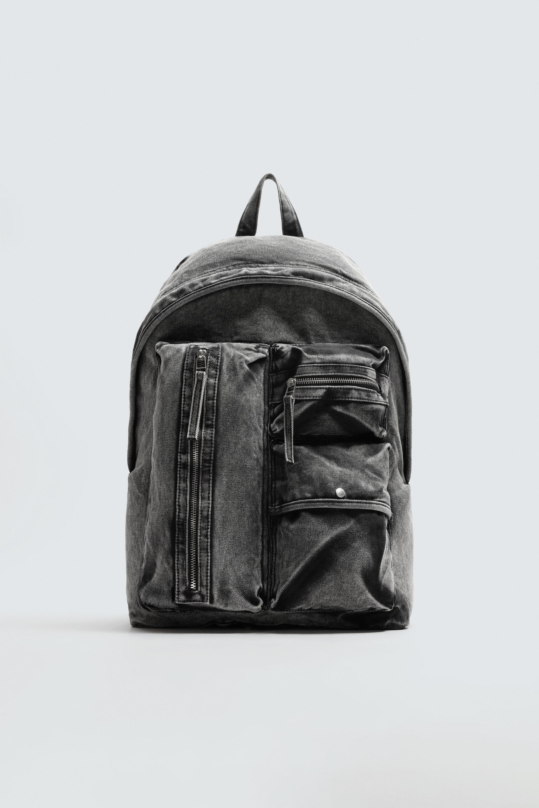 WASHED EFFECT DENIM BACKPACK