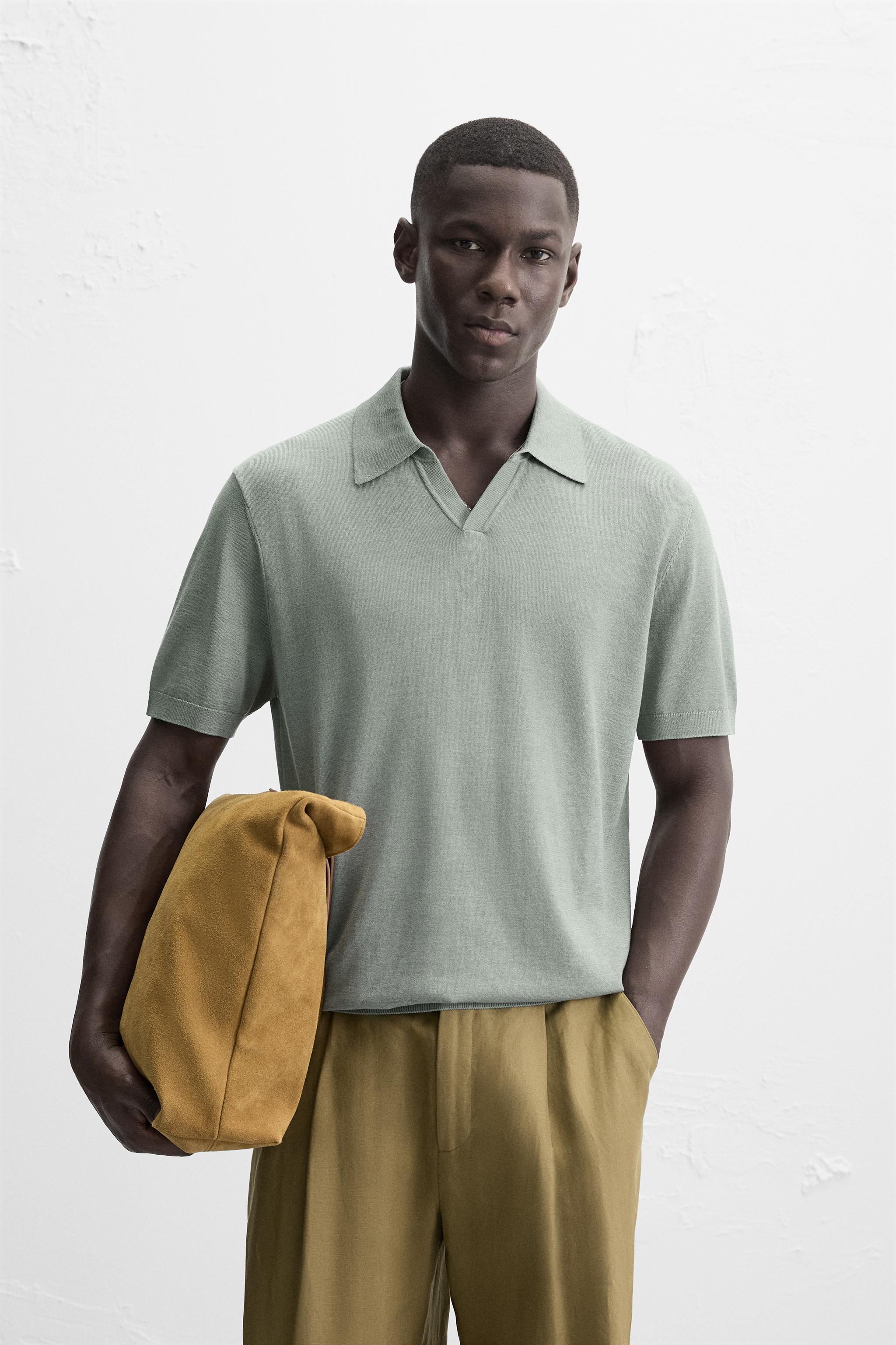 COTTON-SILK KNIT POLO SHIRT