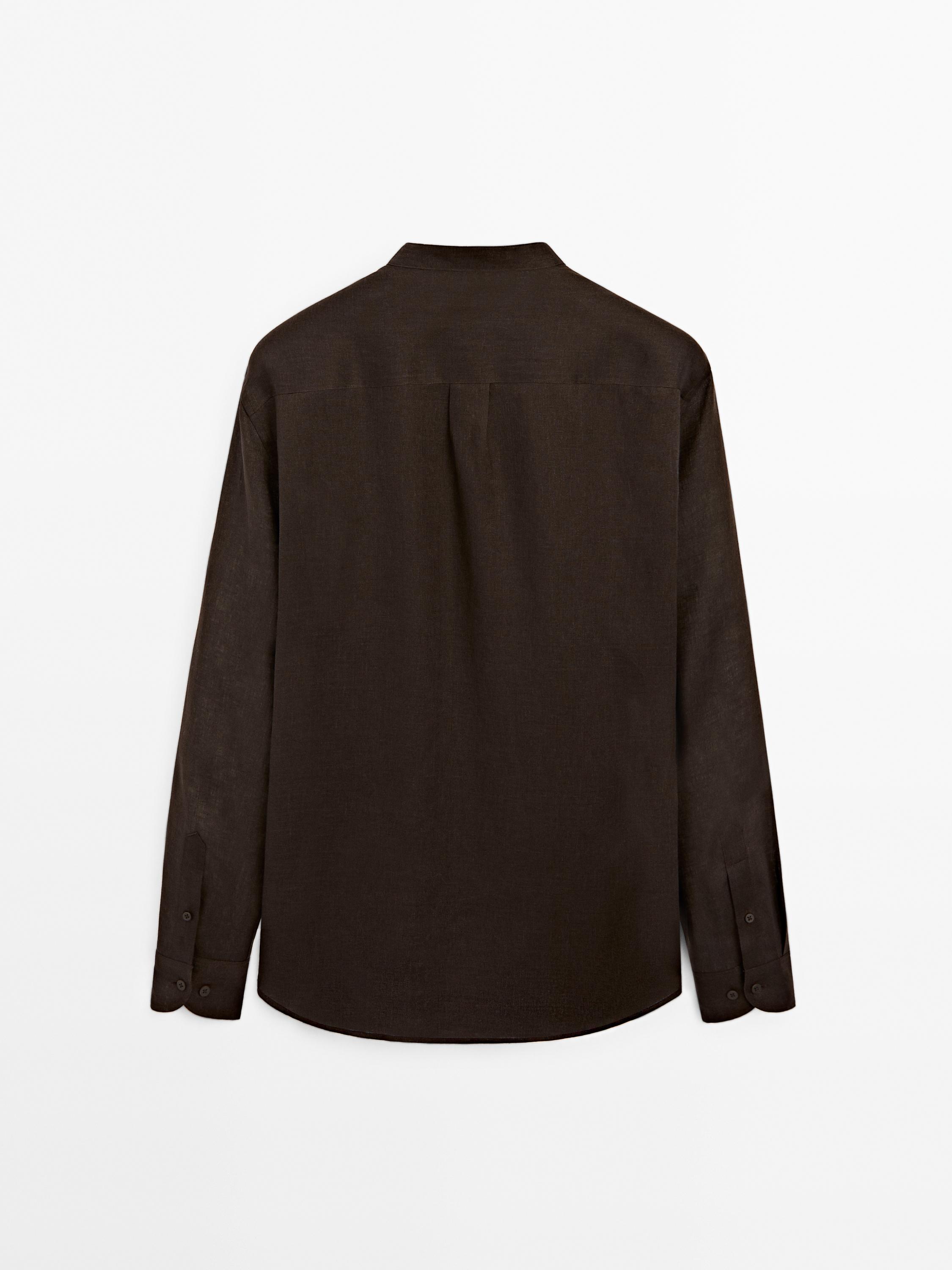 Regular fit shirt with stand collar