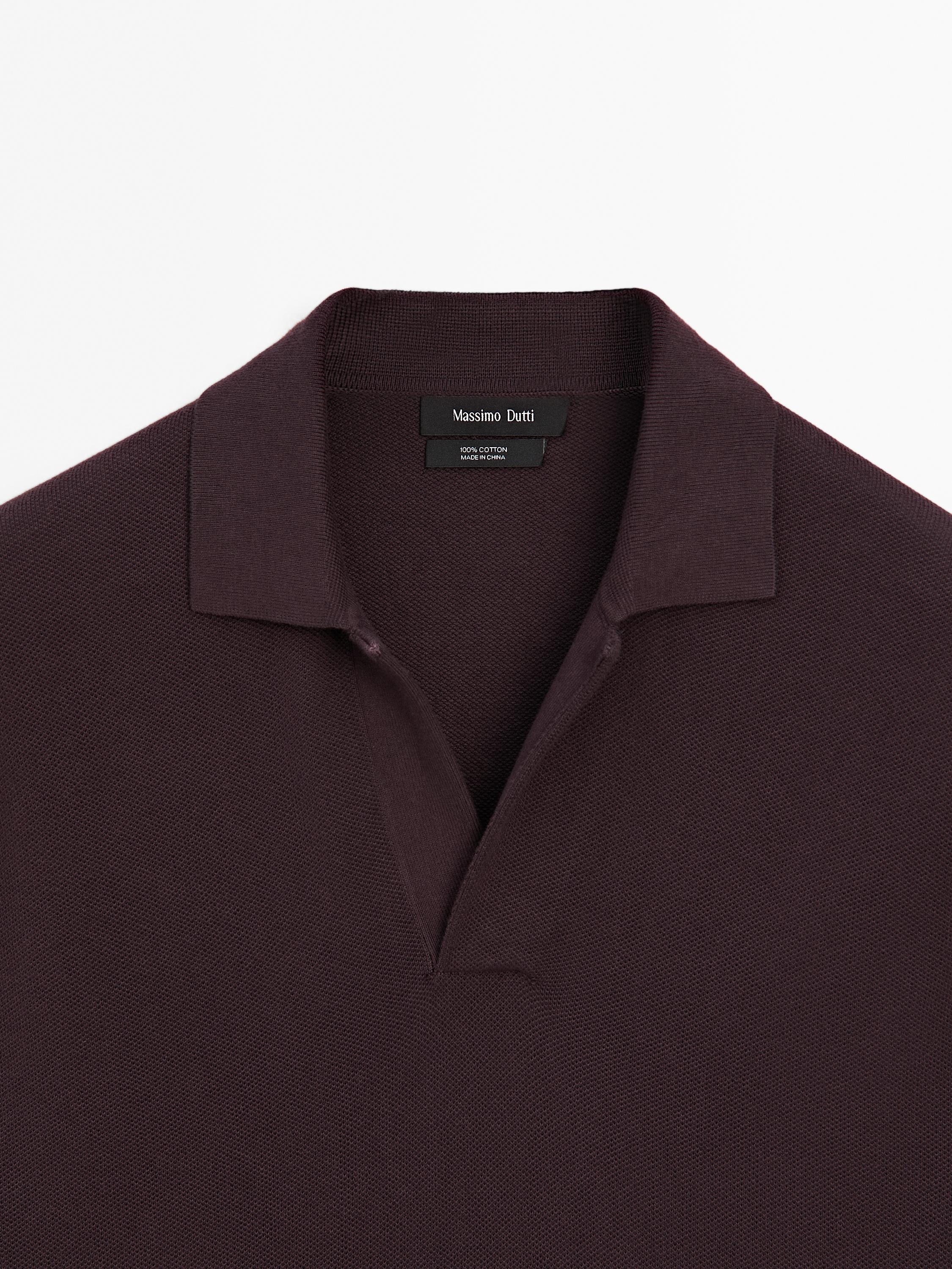 Knit V-neck polo shirt