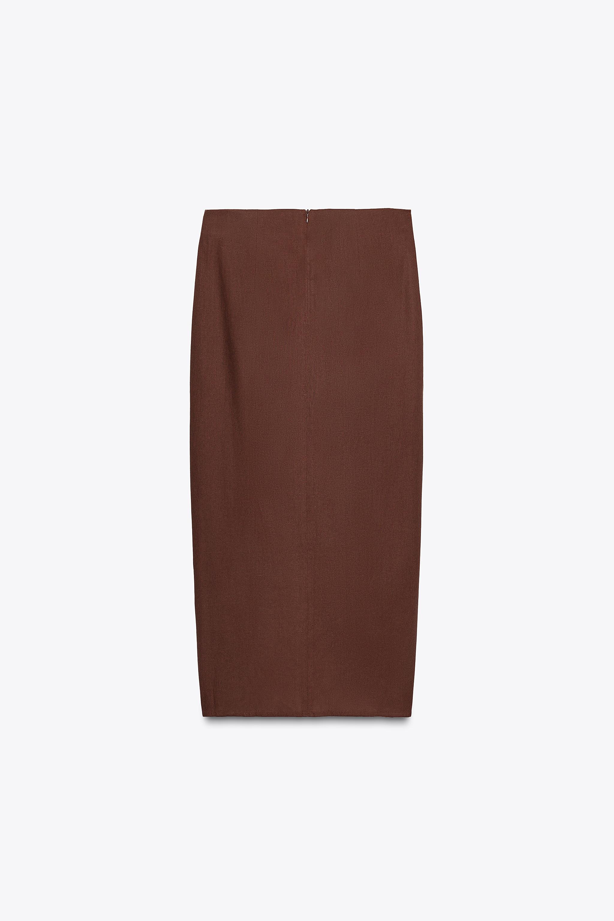 LINEN MIDI SKIRT WITH SHELLS