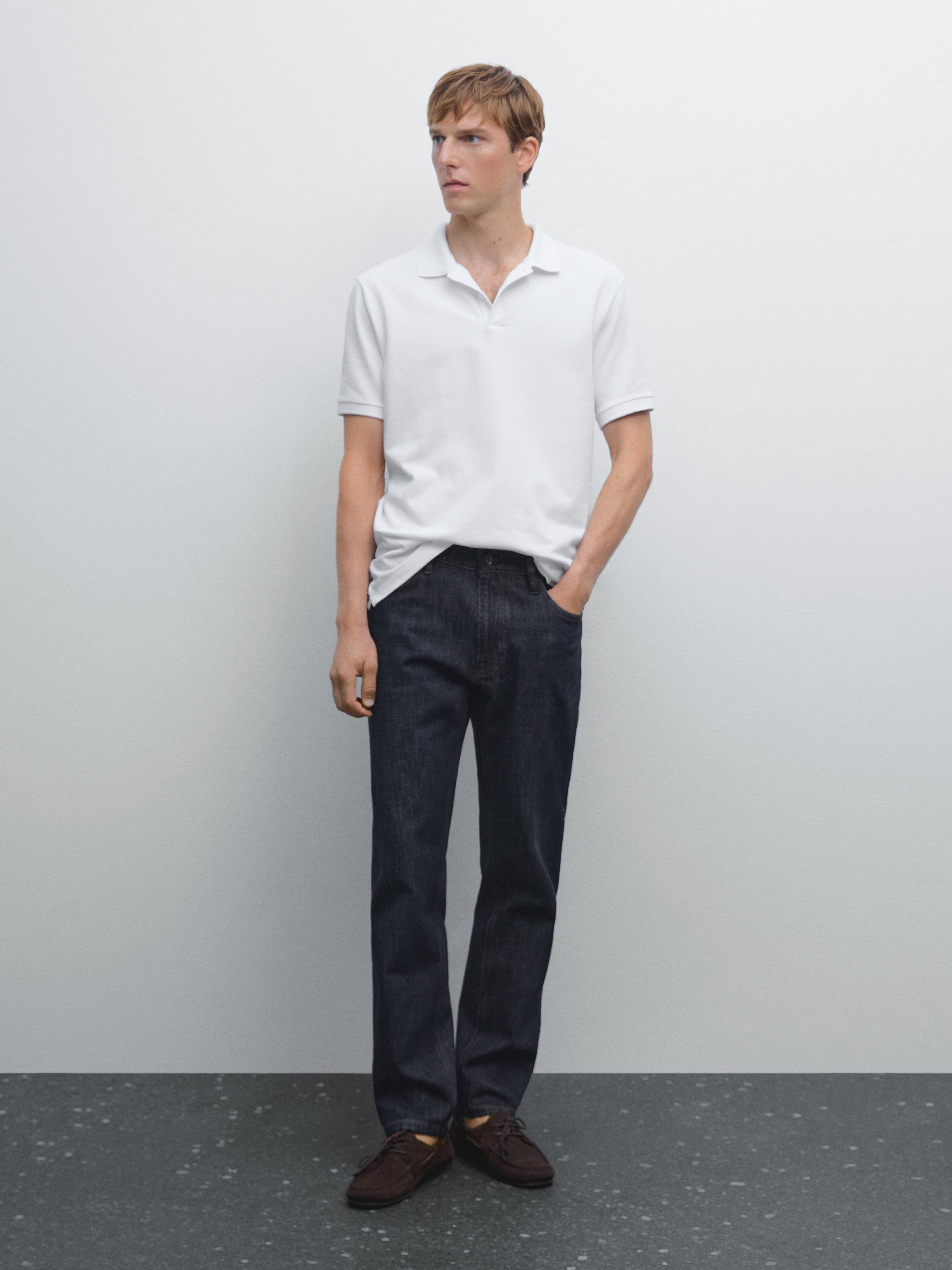 Micro textured piqué cotton polo shirt
