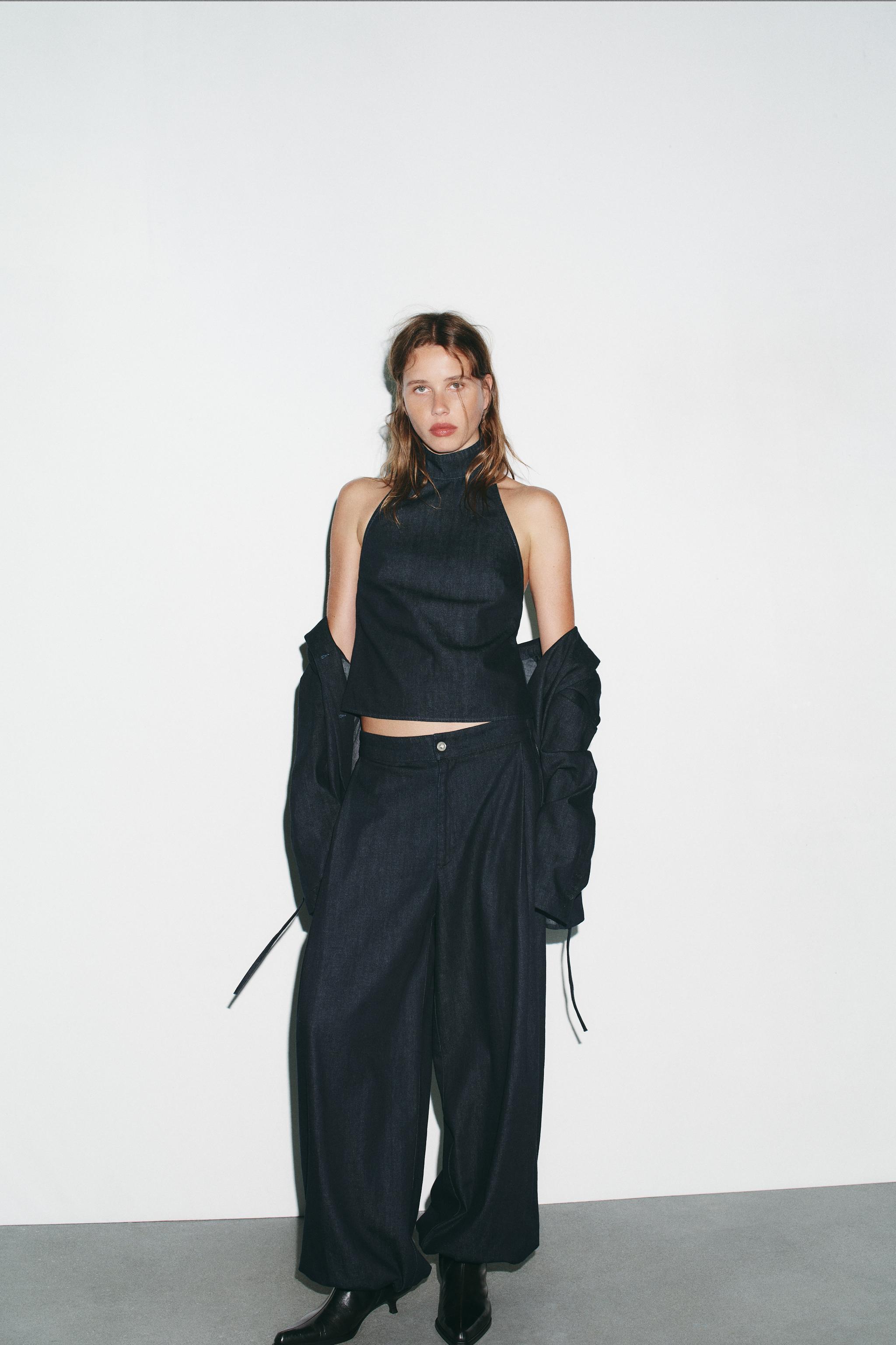 DENIM HALTER TOP TRF