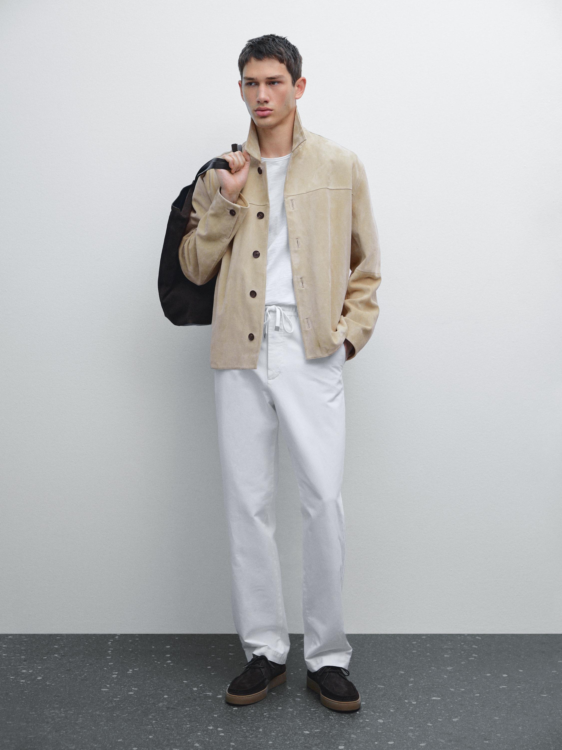 Cotton blend jogger fit trousers