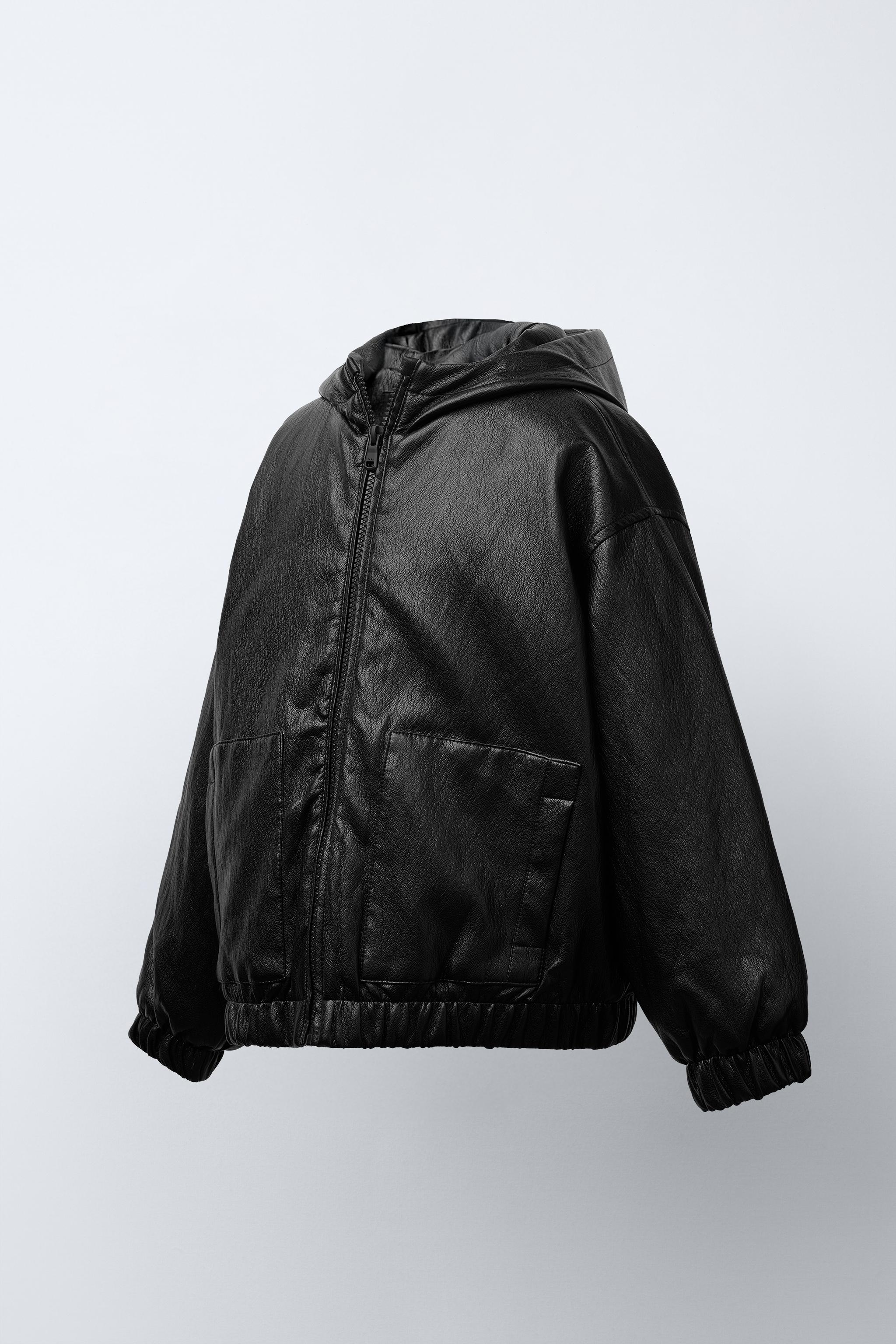 FAUX LEATHER PUFFER JACKET