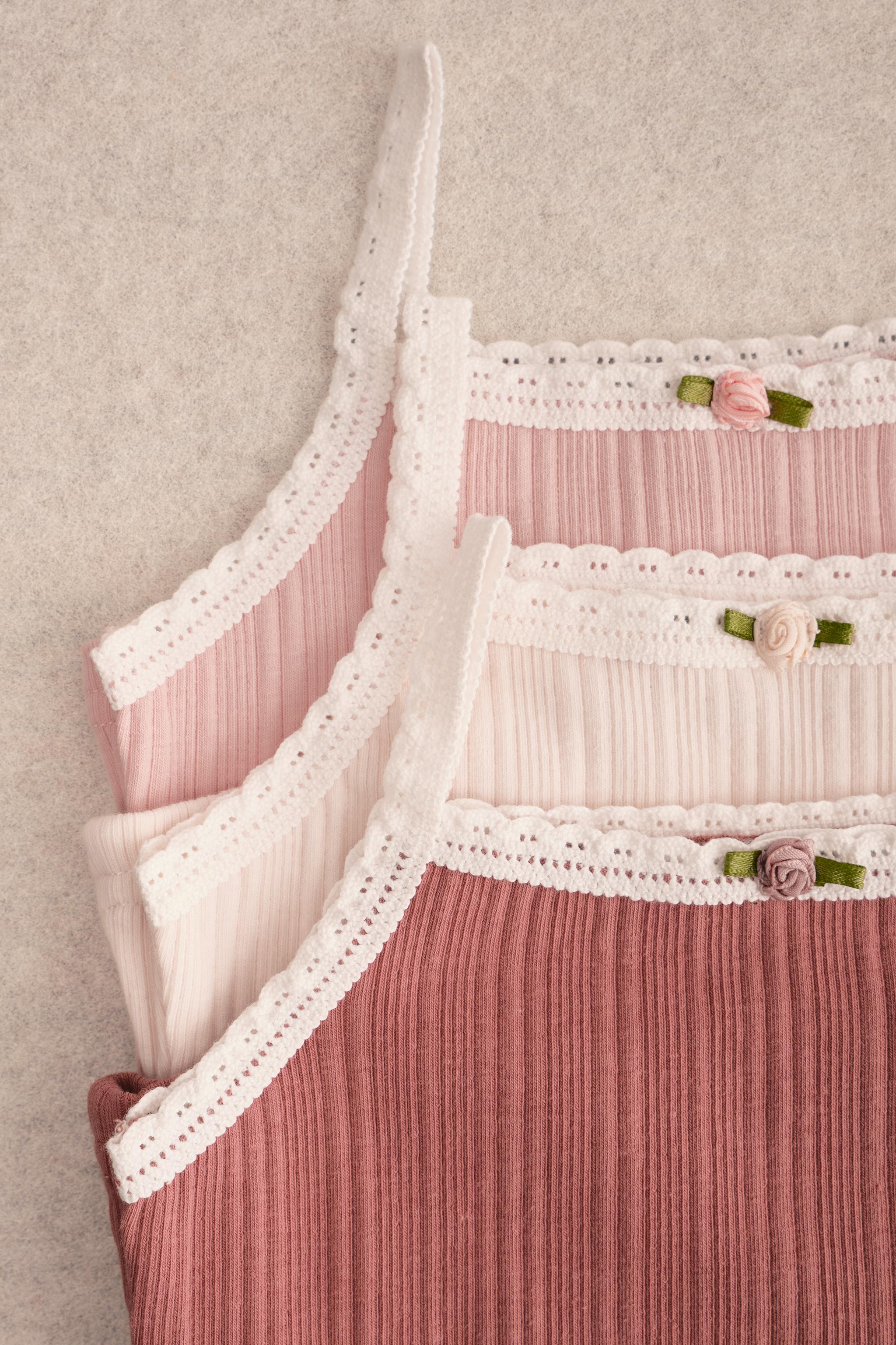 ZARA TIMELESS - THREE-PACK OF POINTELLE FLOWER T-SHIRTS