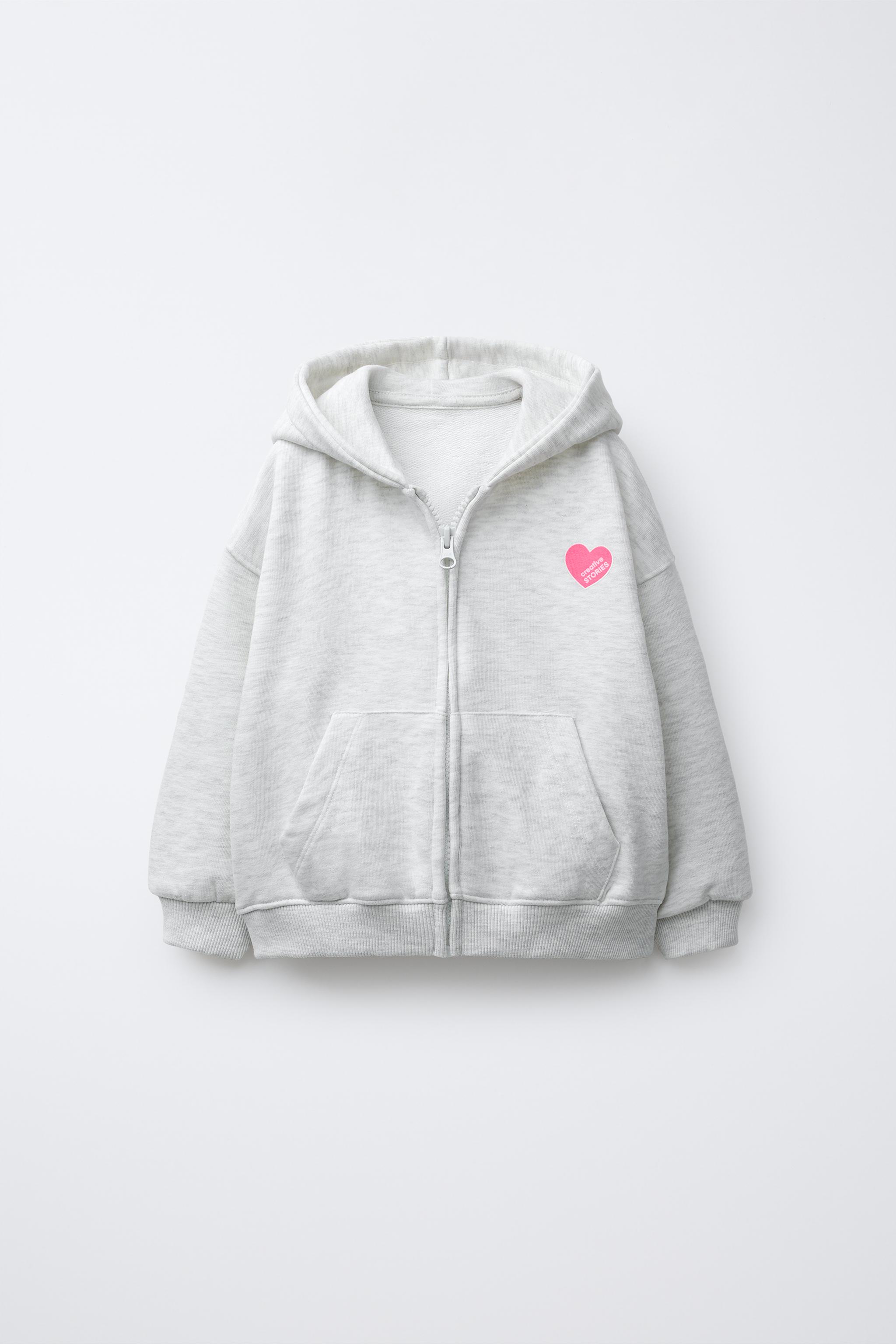HEART PRINT ZIP-UP SWEATSHIRT