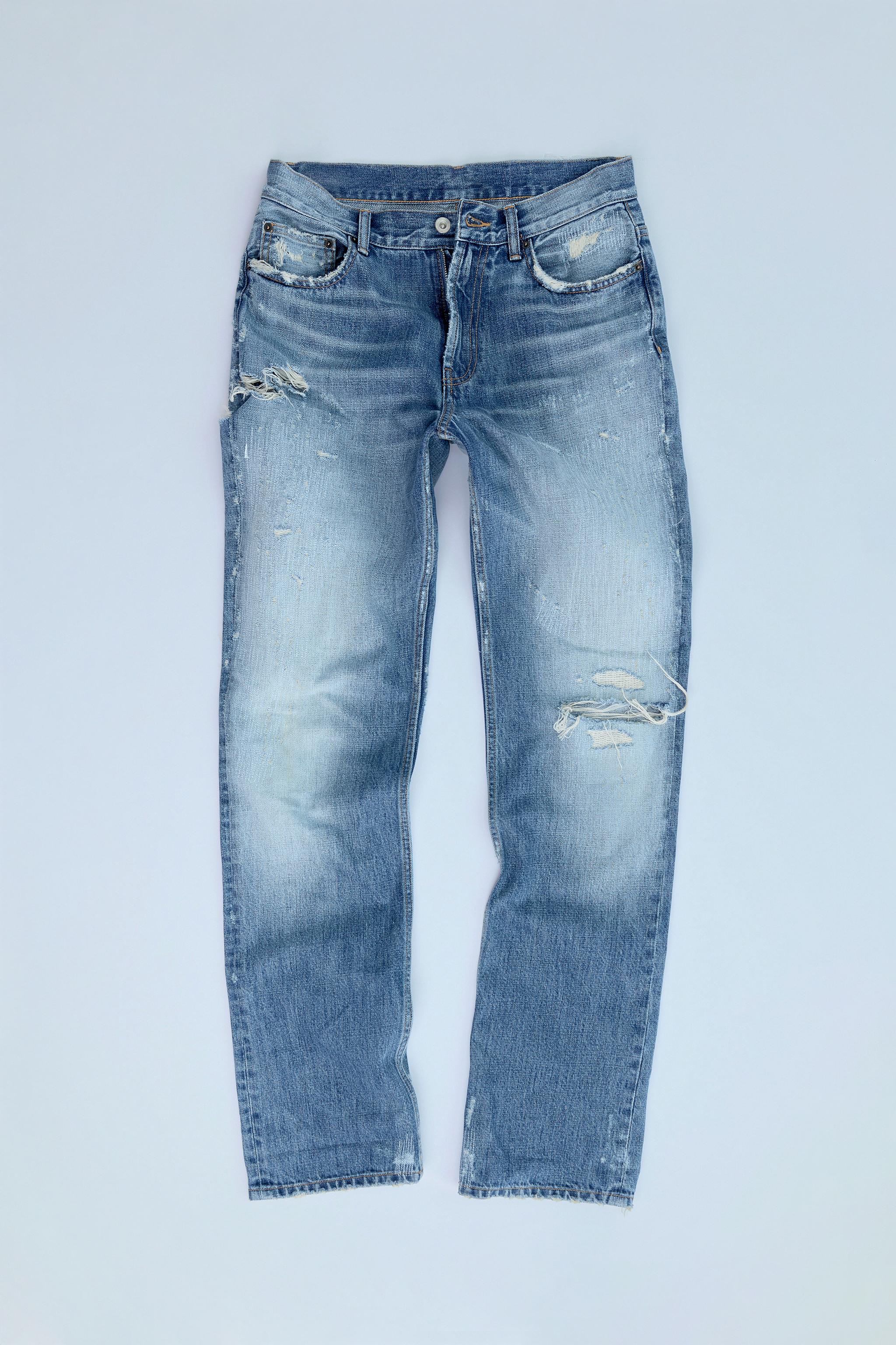TRF MID-RISE RIPPED STRAIGHT LEG JEANS