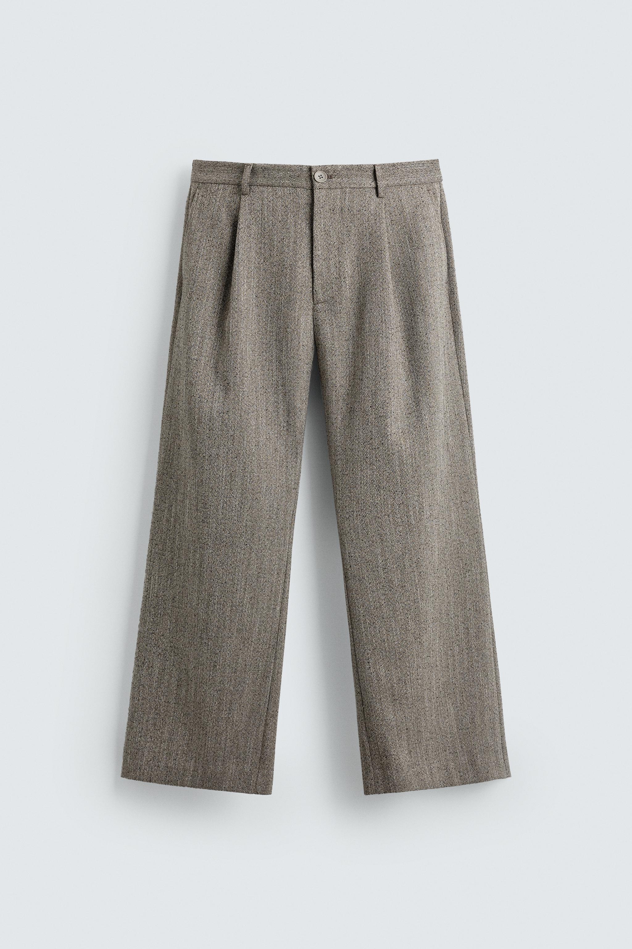 TEXTURED HERRINGBONE PANTS
