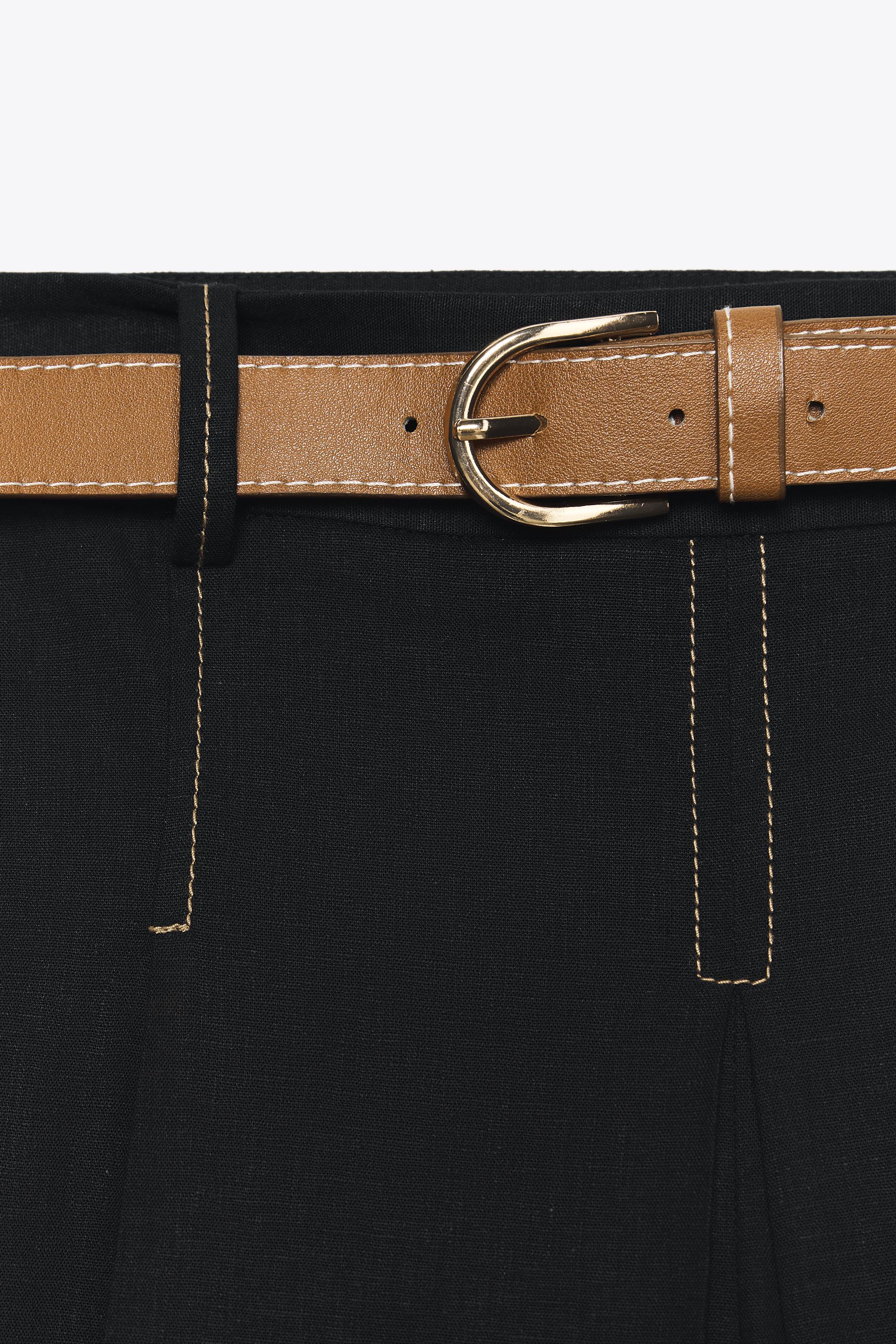 BELTED LONG PLEATED SHORTS