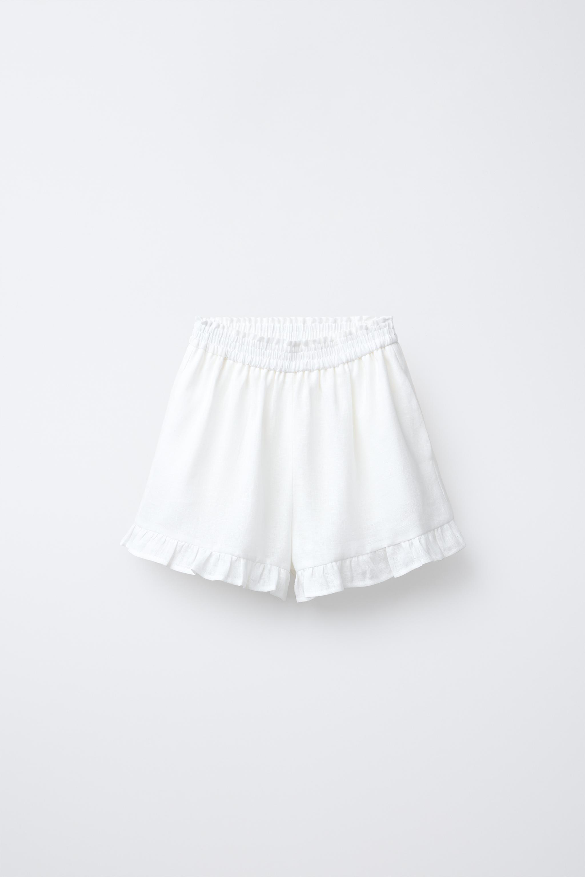 100% LINEN RUFFLED SKORT
