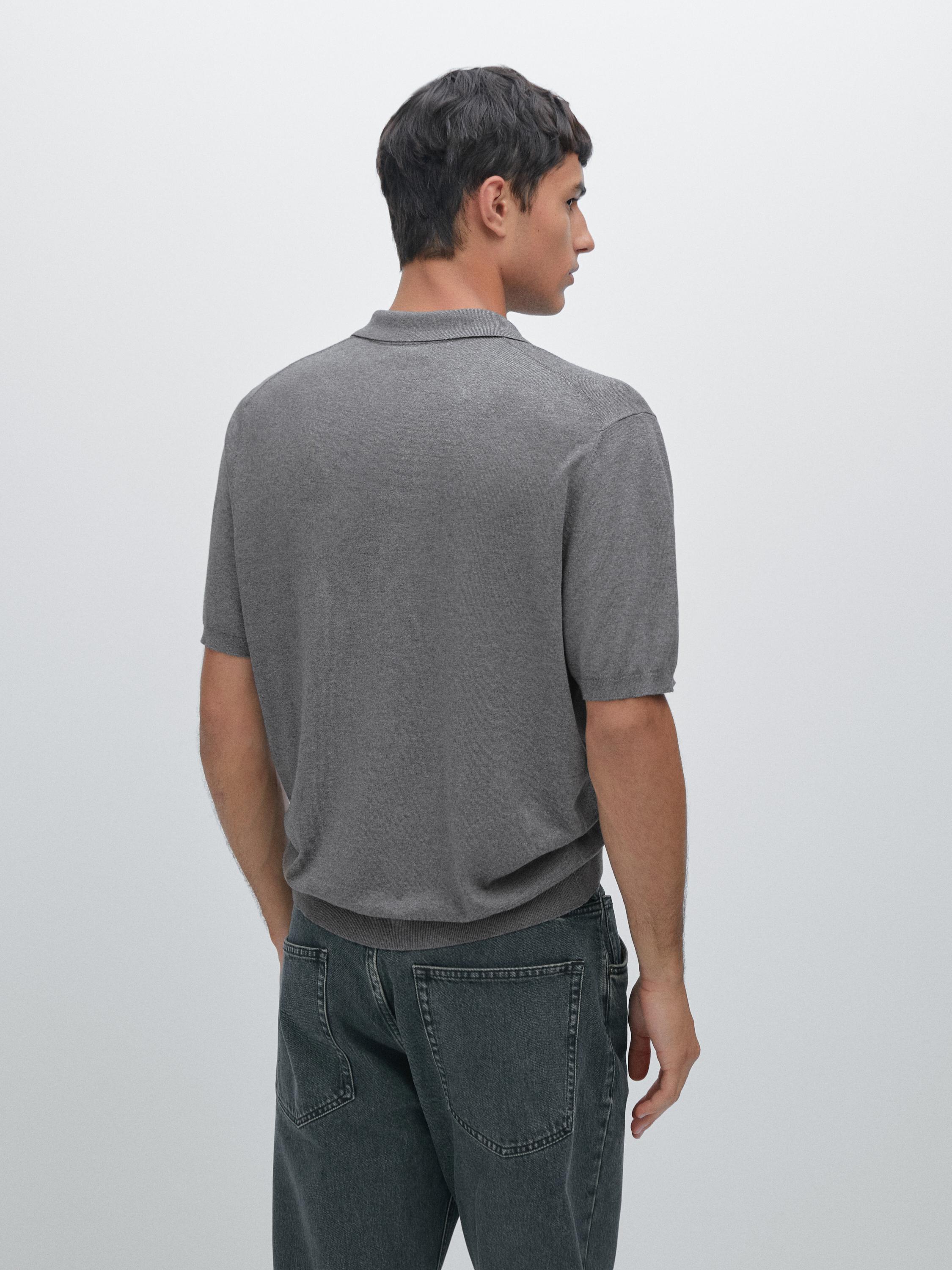 Cotton blend knit polo shirt