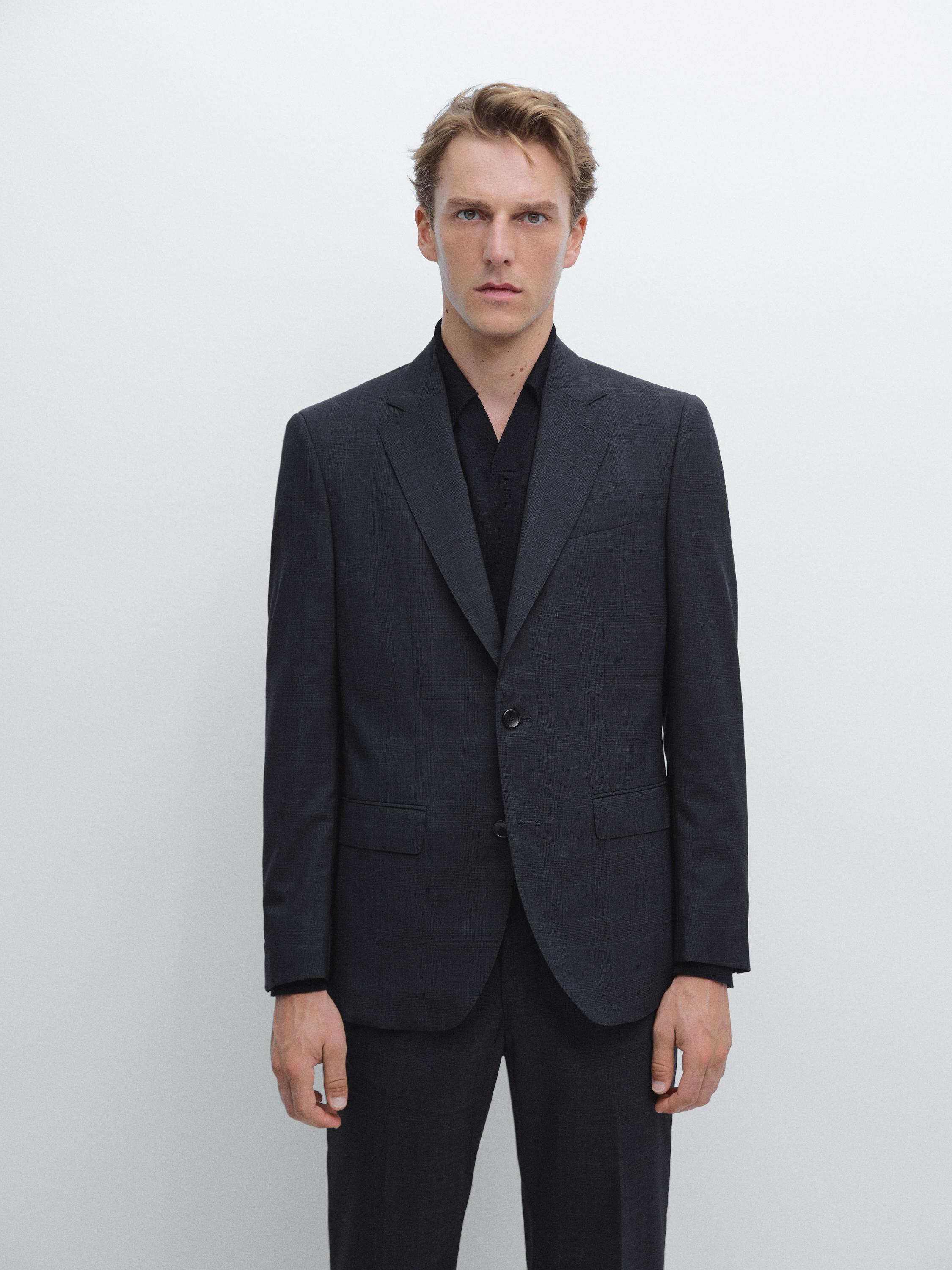 100% wool check suit blazer