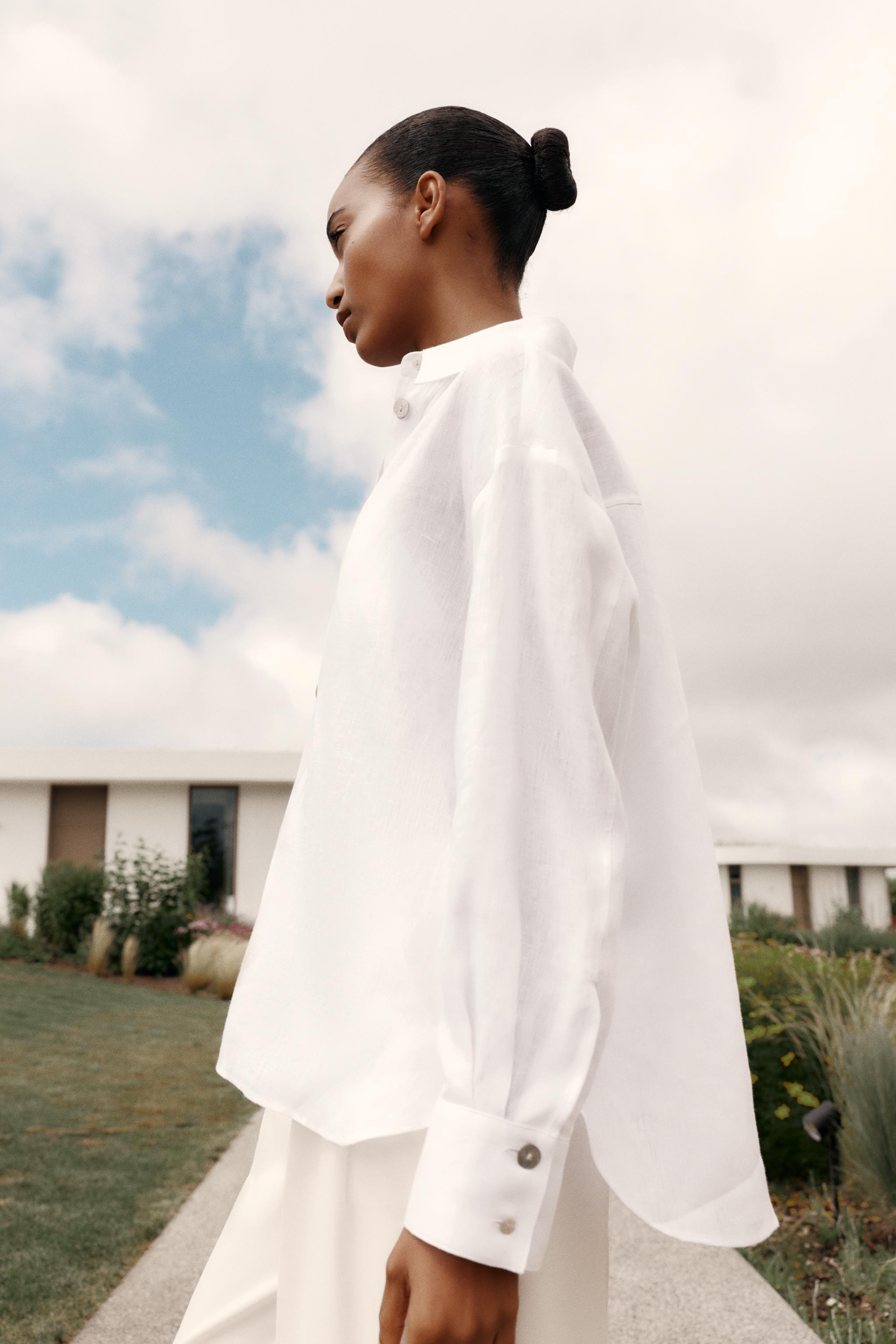 100% LINEN SHIRT WITH MIXED BUTTONS