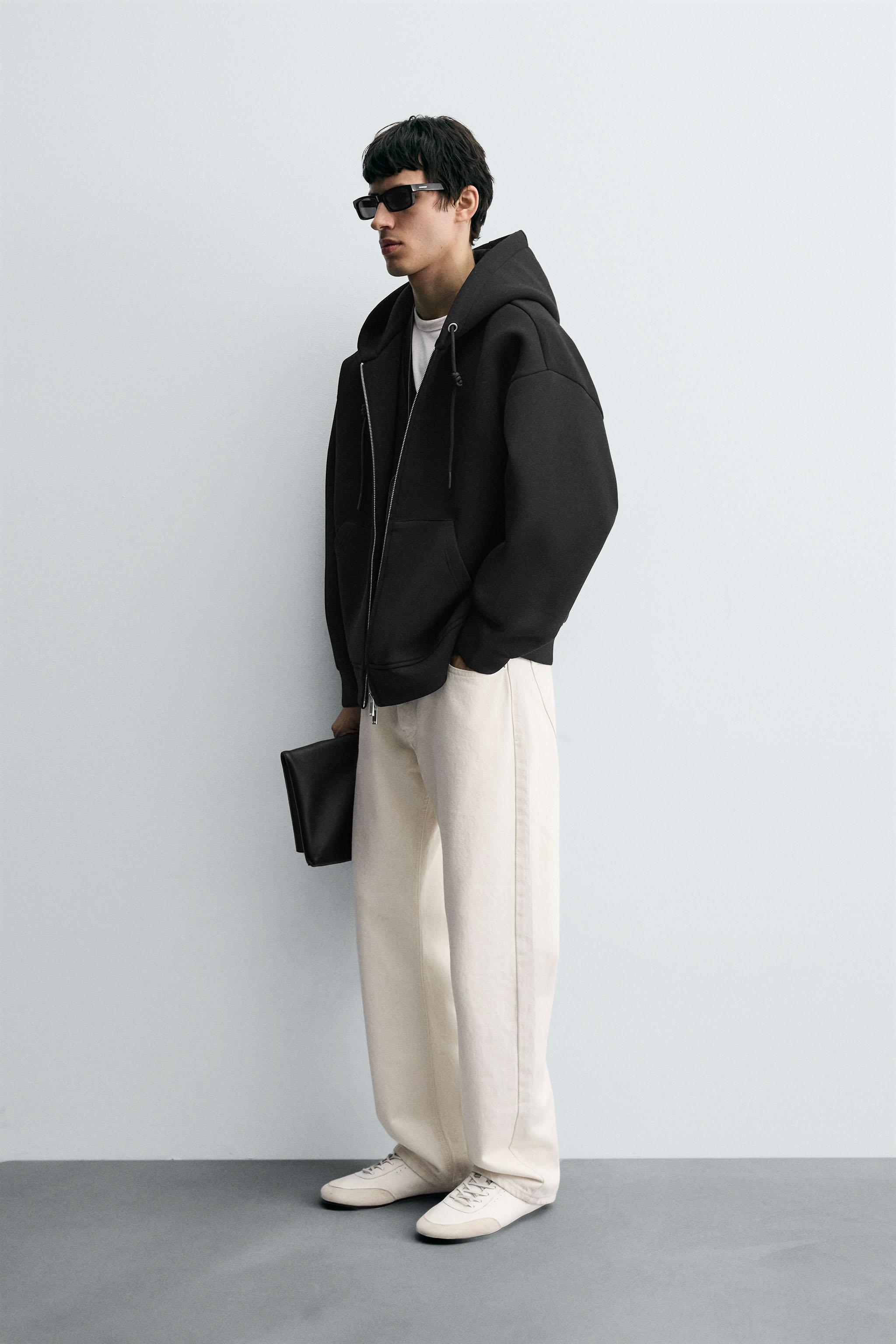 NEOPRENE EFFECT HOODIE SWEATSHIRT