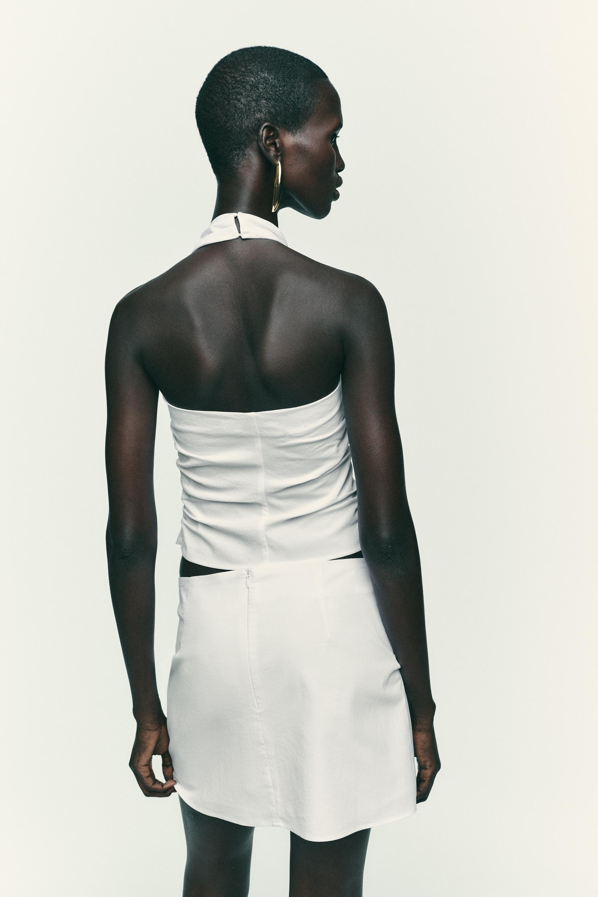 RUCHED HALTER VEST TOP