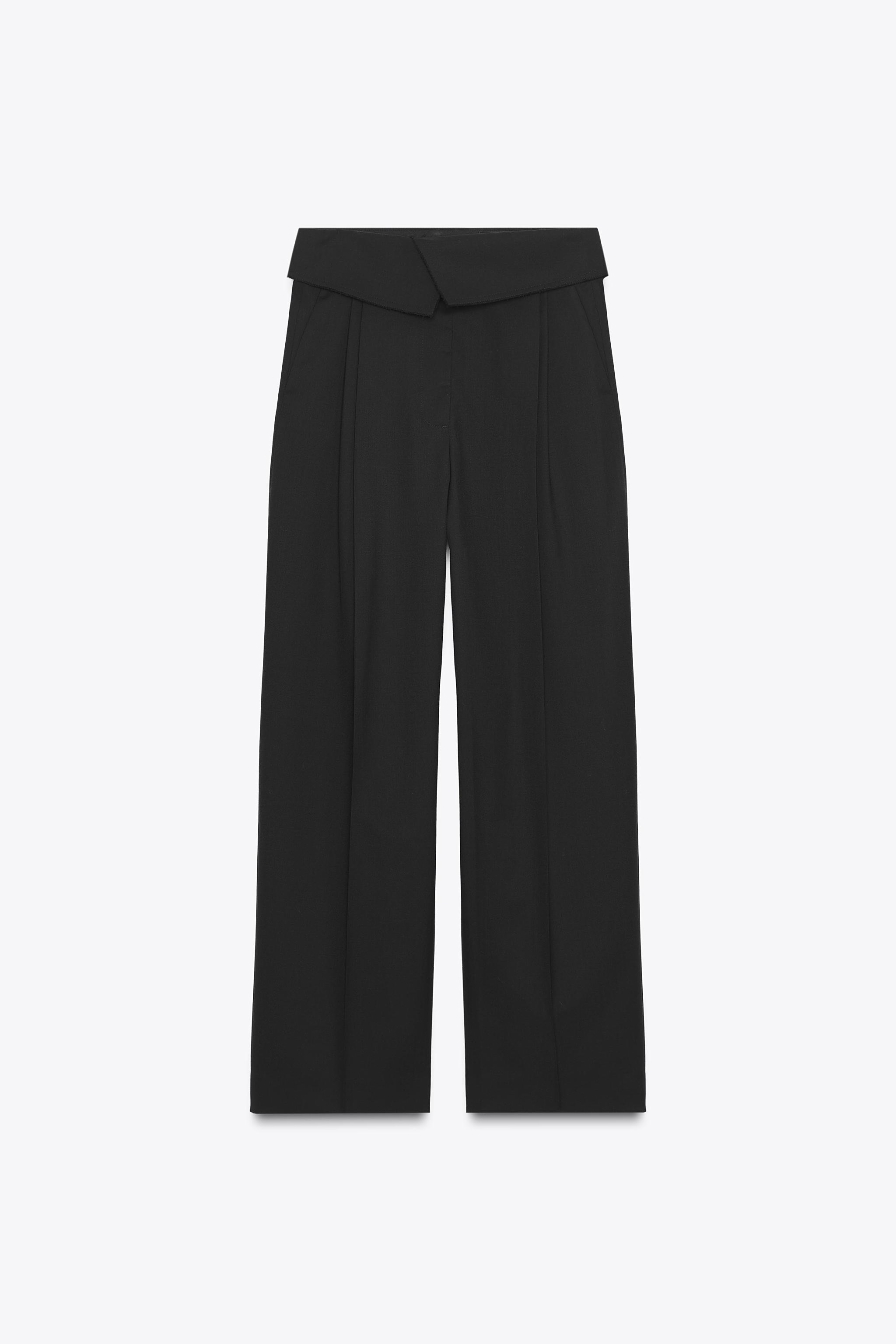 ZW COLLECTION WOOL-BLEND FOLD-OVER WAIST PANTS