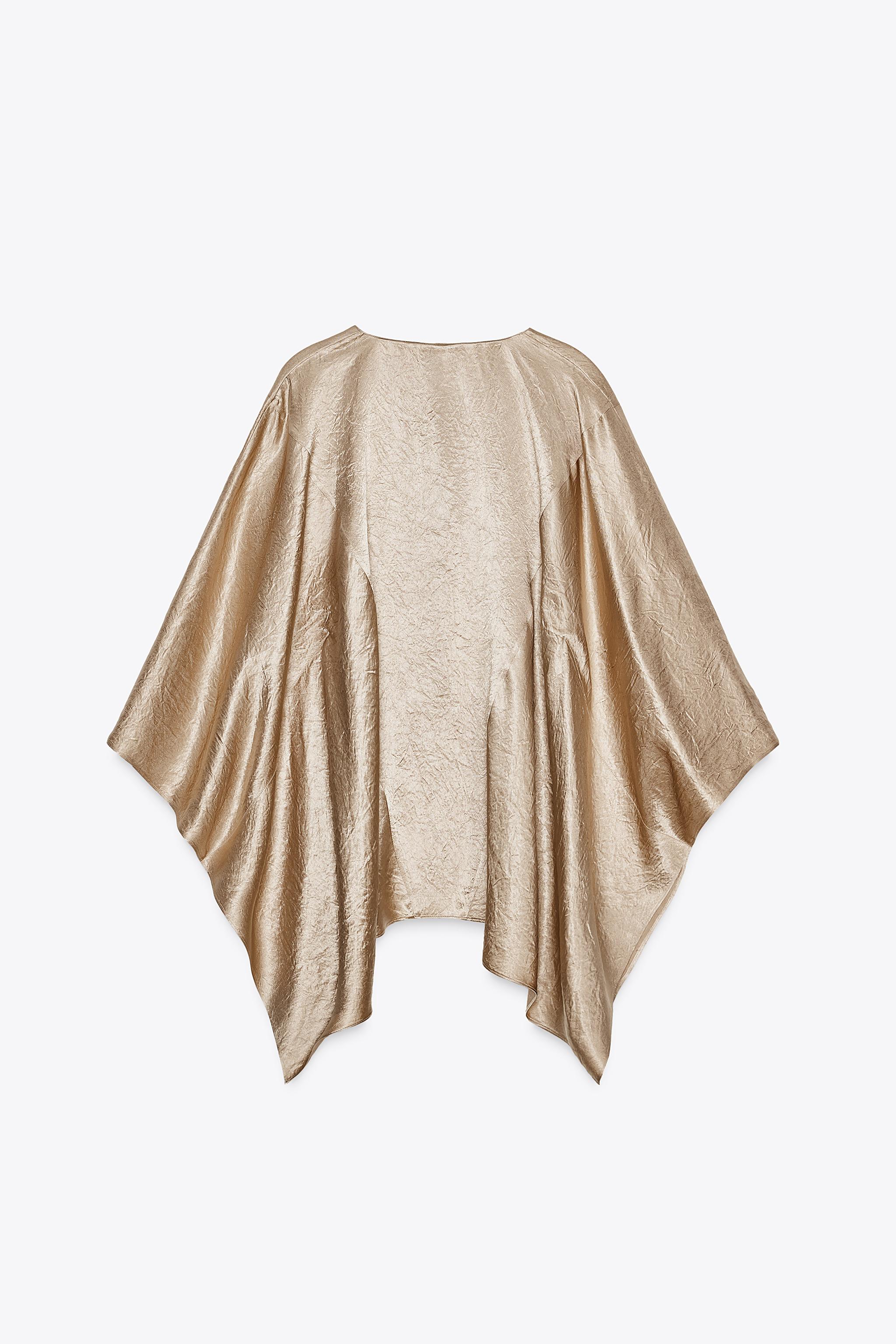 ZW COLLECTION SATIN EFFECT CAPE SHIRT