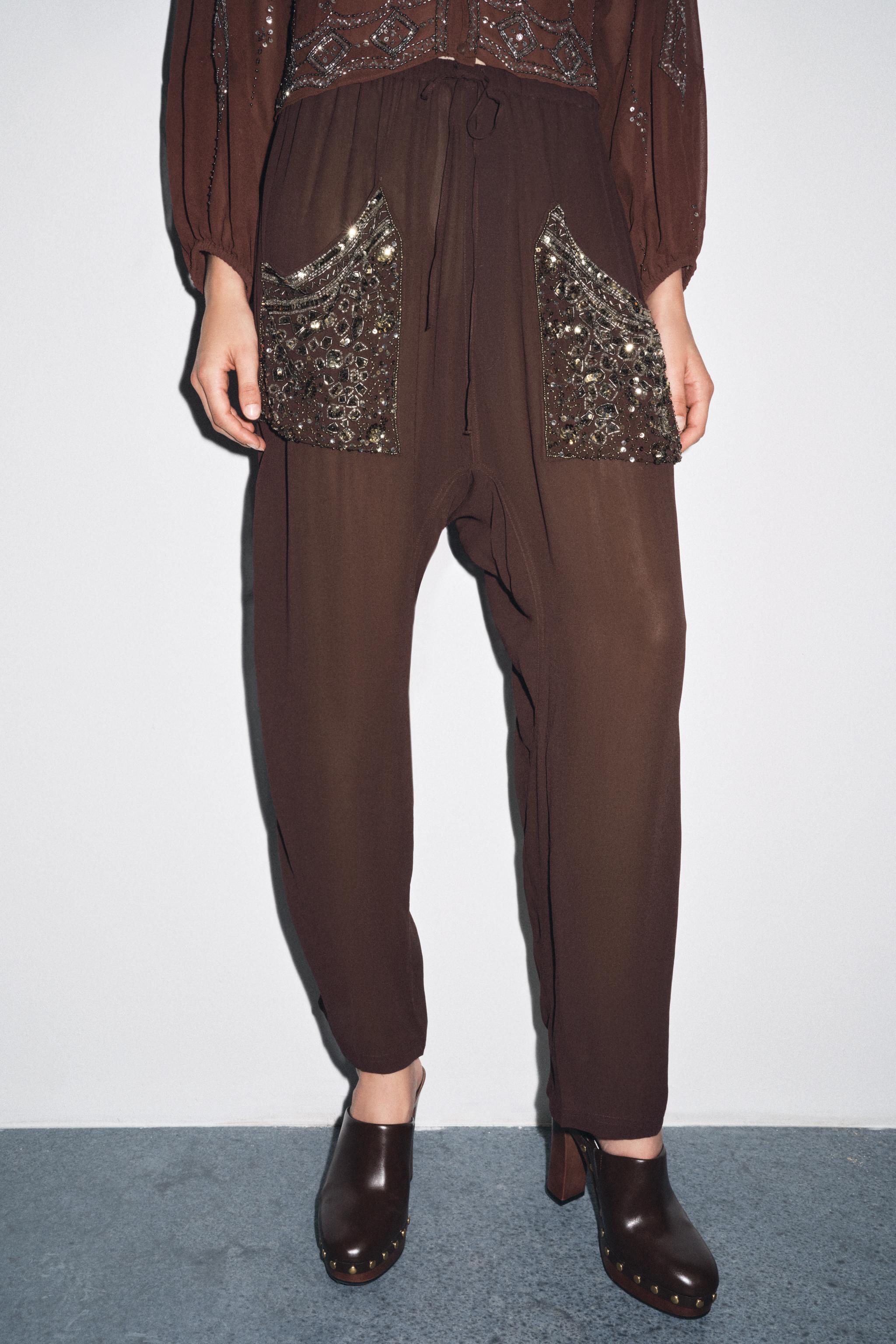 BEAD AND SEQUIN BAGGY PANTS