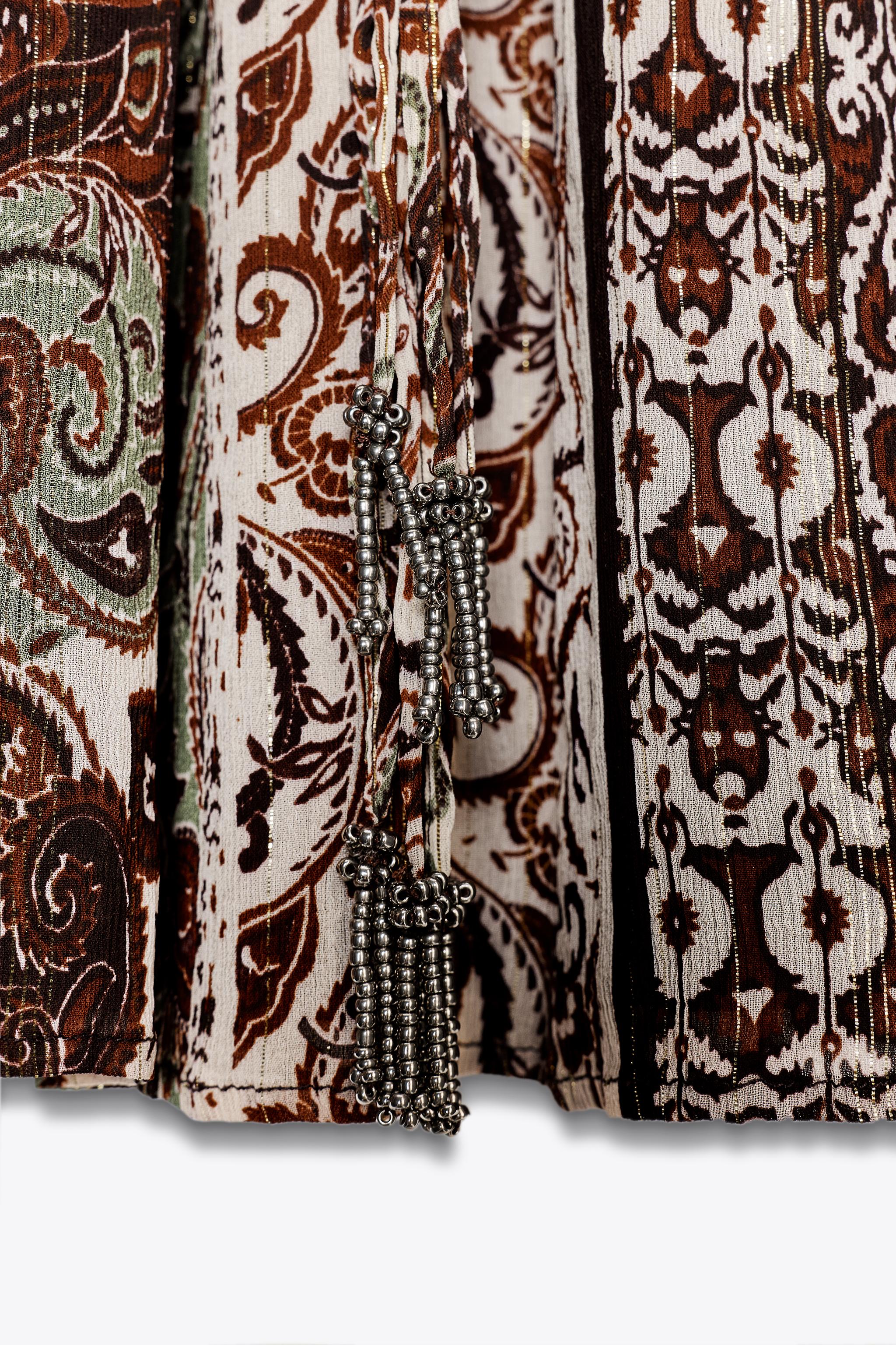 BEADED PRINTED METALLIC THREAD DRESS