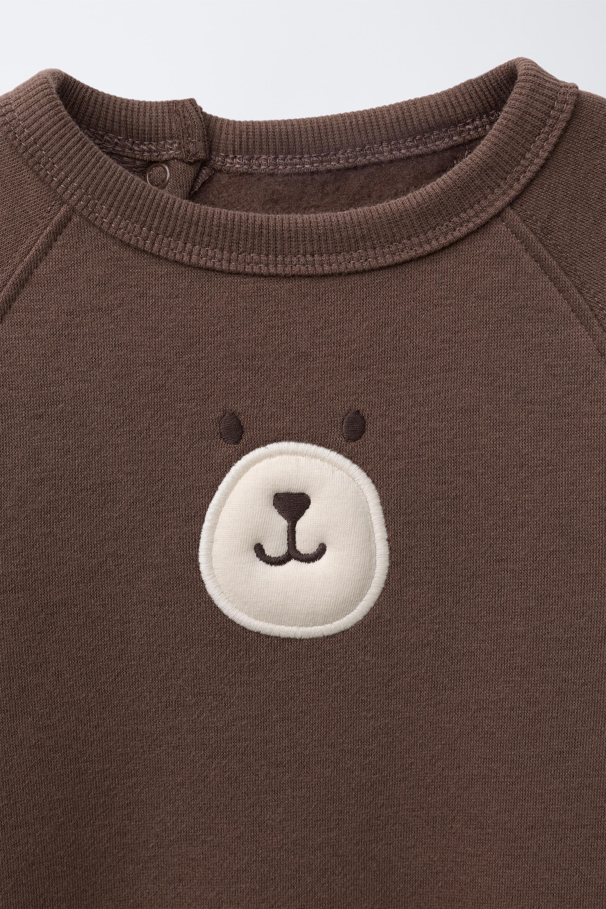 EMBROIDERED BEAR PLUSH JUMPSUIT