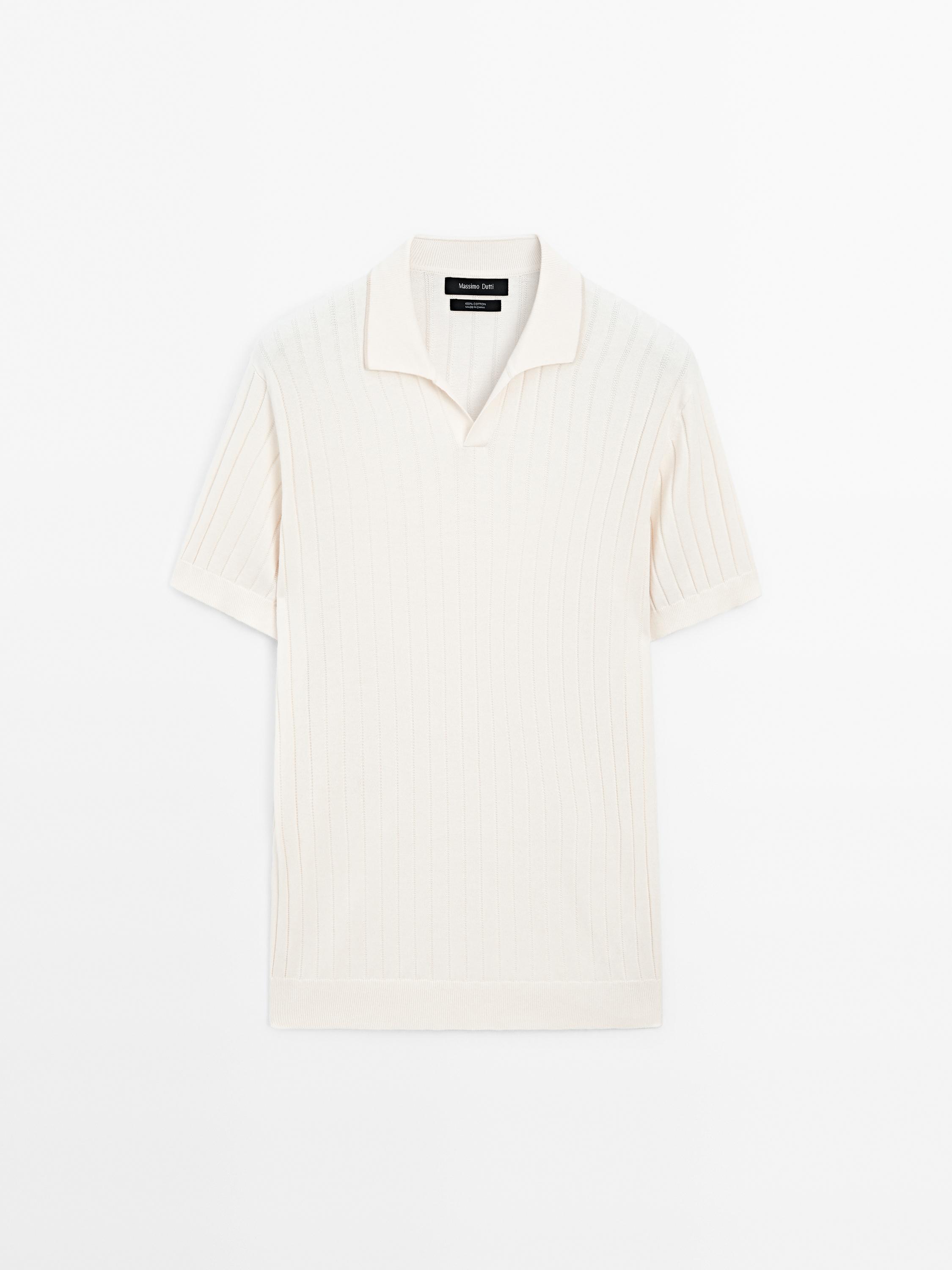Ribbed knit polo shirt