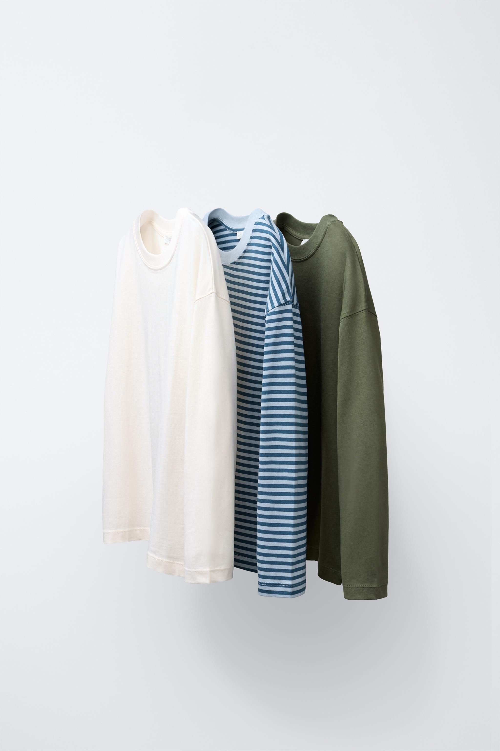 THREE-PACK OF SOLID AND STRIPED T-SHIRTS