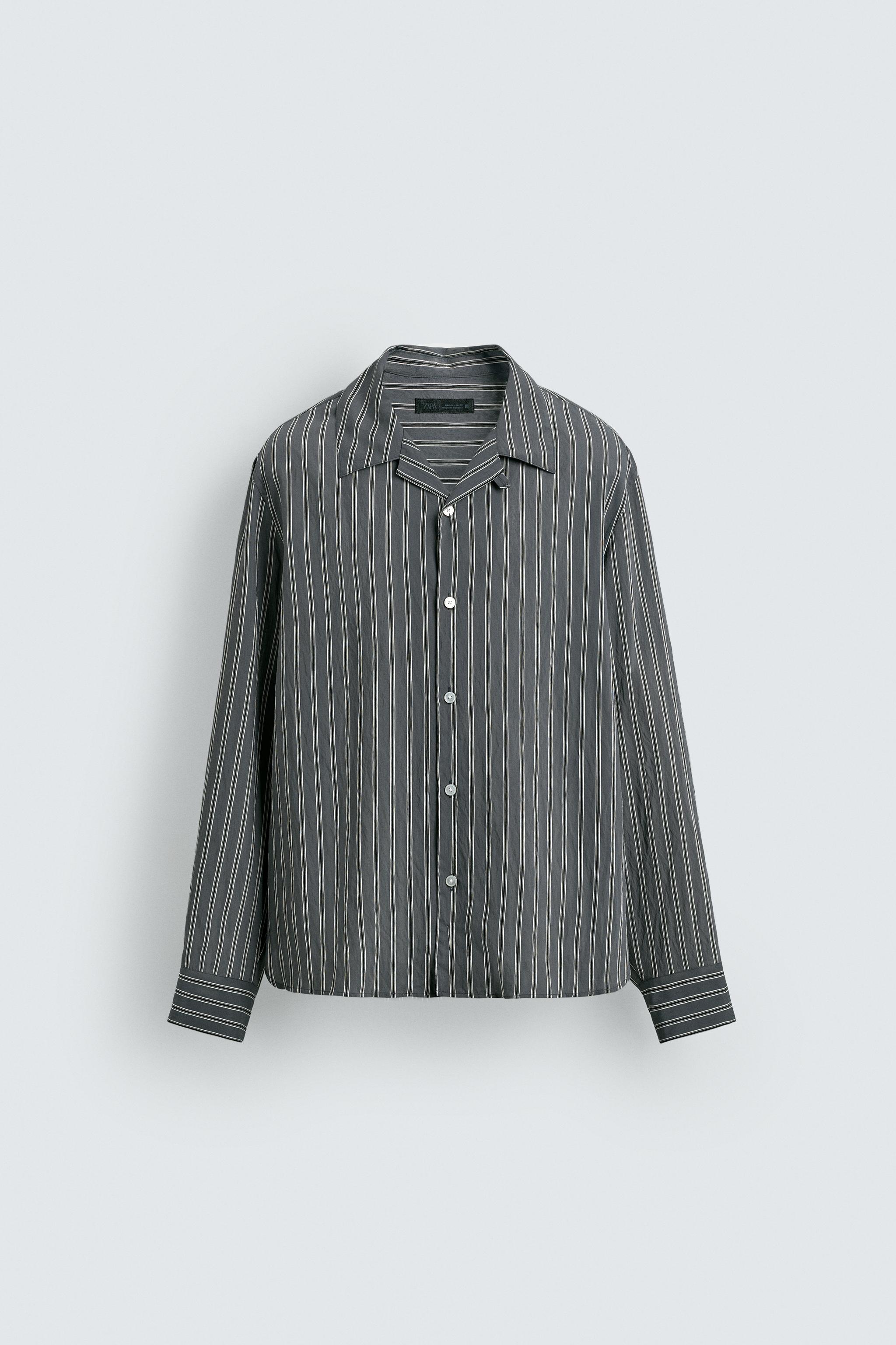 FLOWY SHIRT WITH WRINKLED STRIPE EFFECT