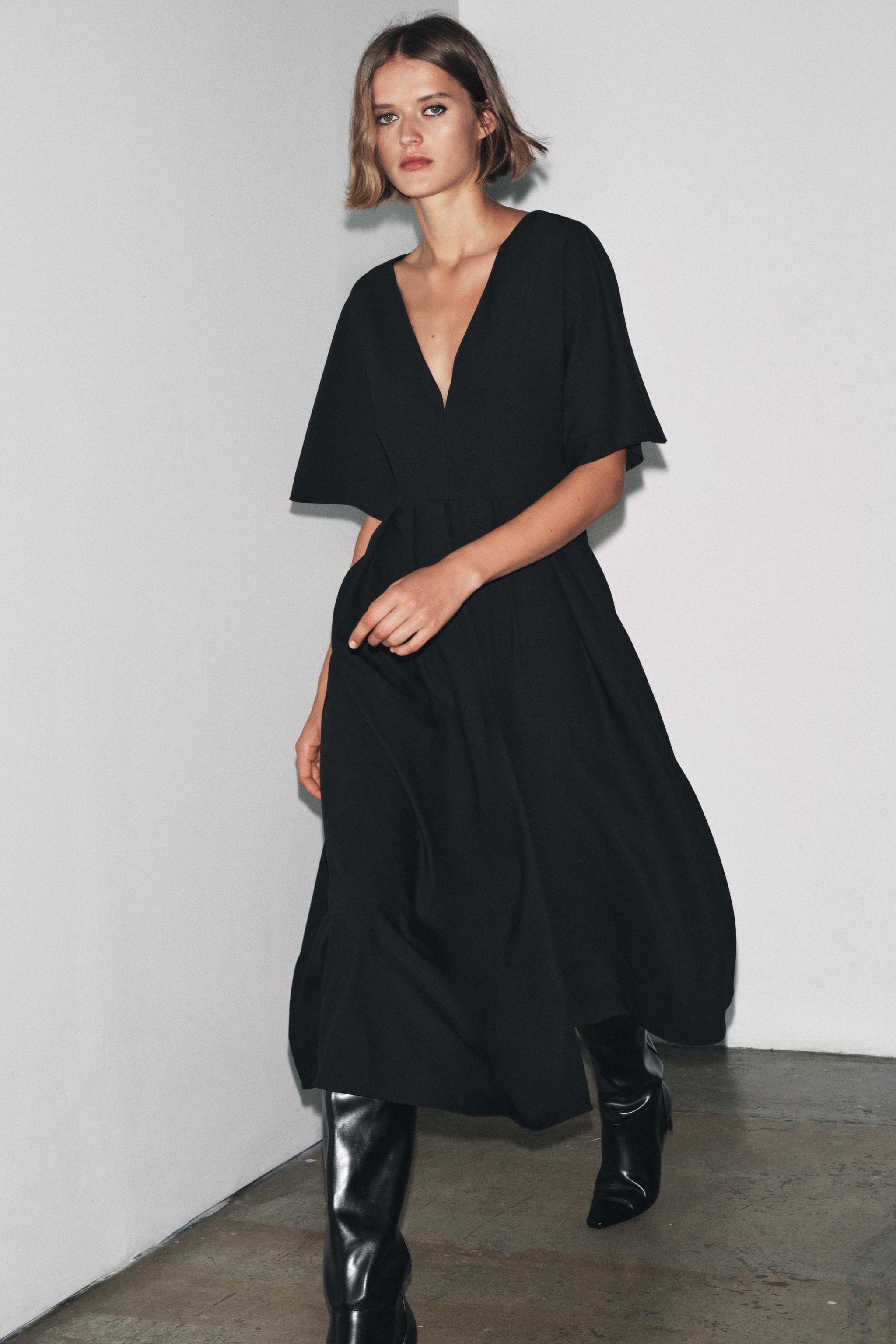 V-NECK MIDI DRESS ZW COLLECTION