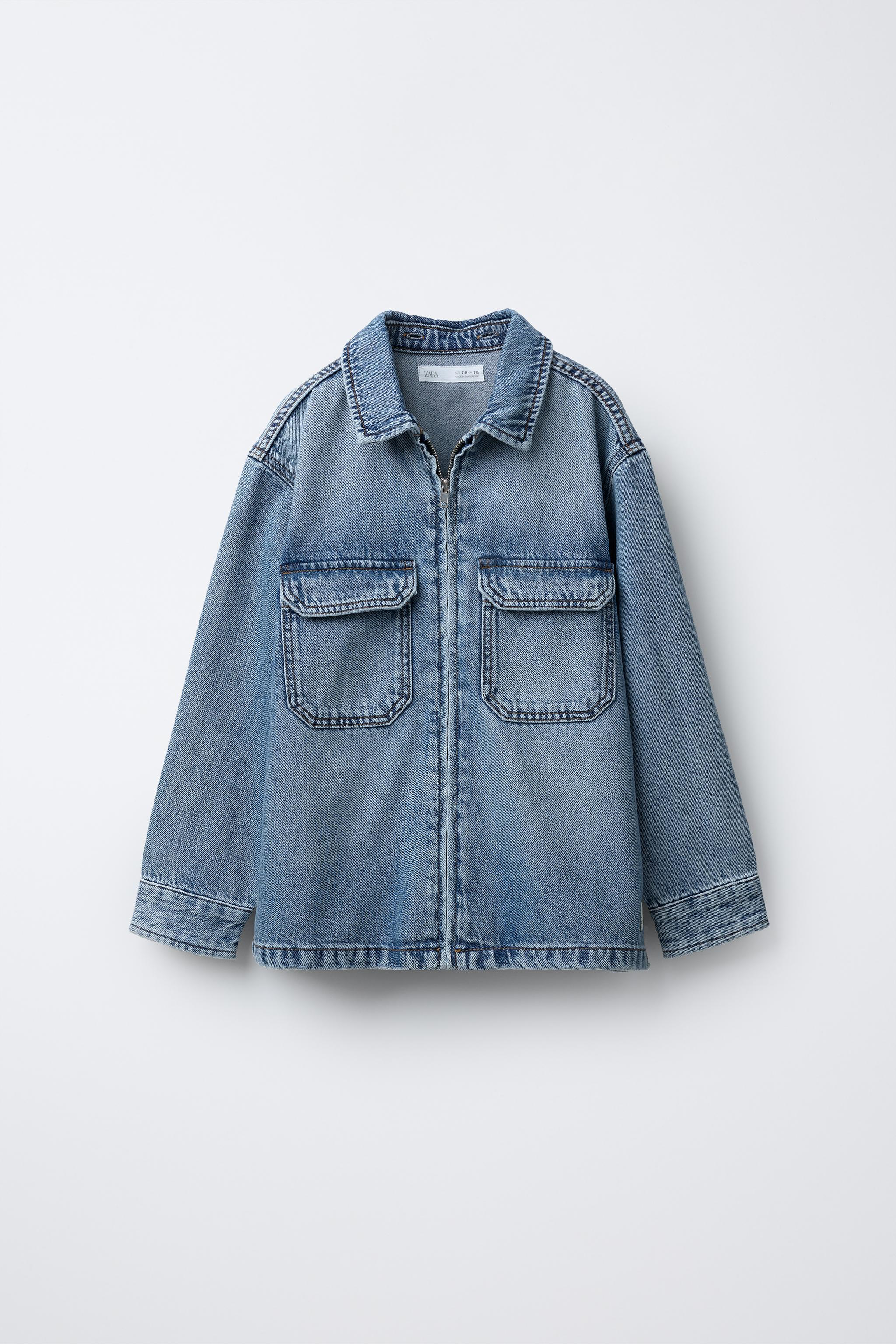 DETACHABLE FLEECE HOOD DENIM OVERSHIRT