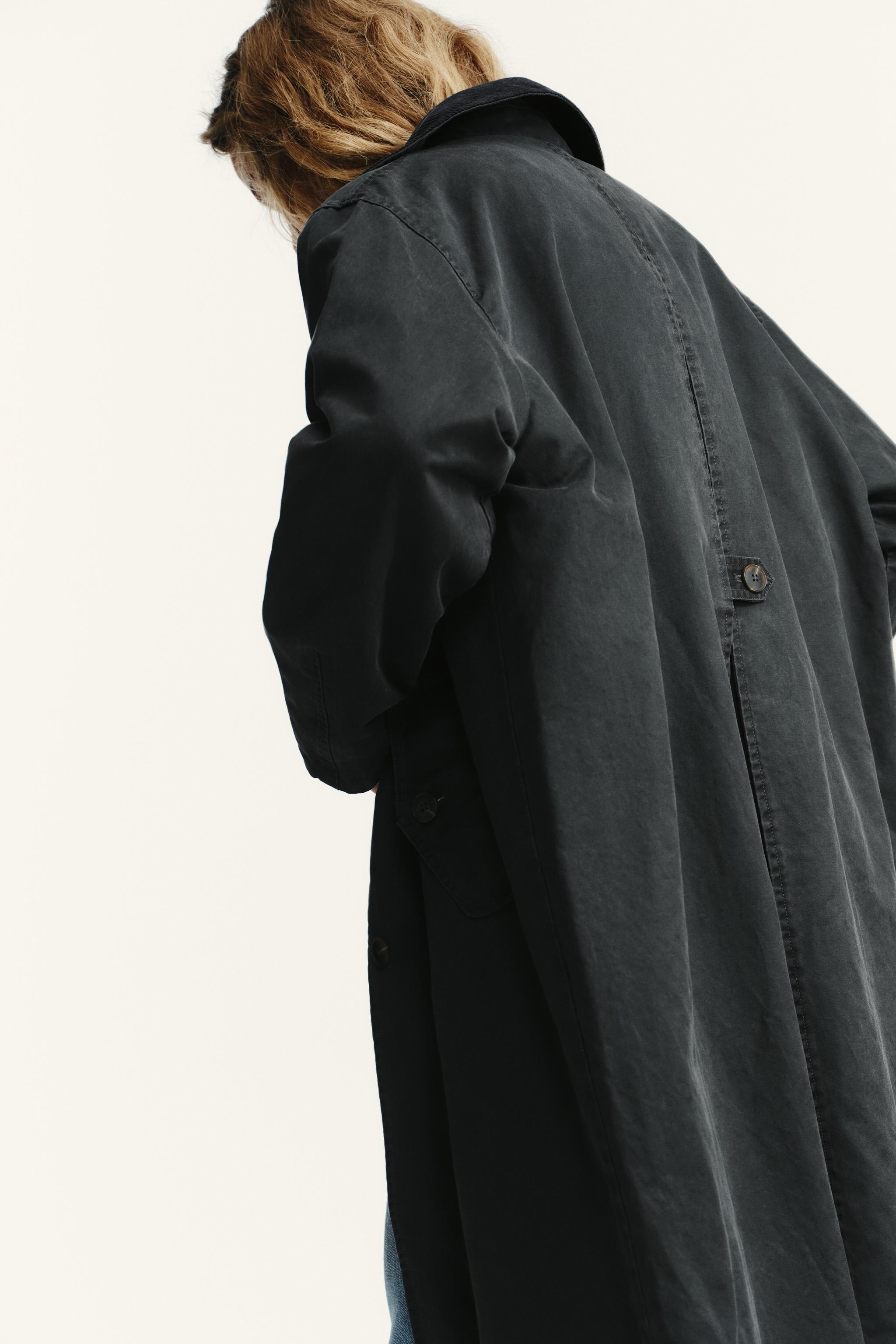 WAXED TRENCH COAT WITH CORDUROY COLLAR